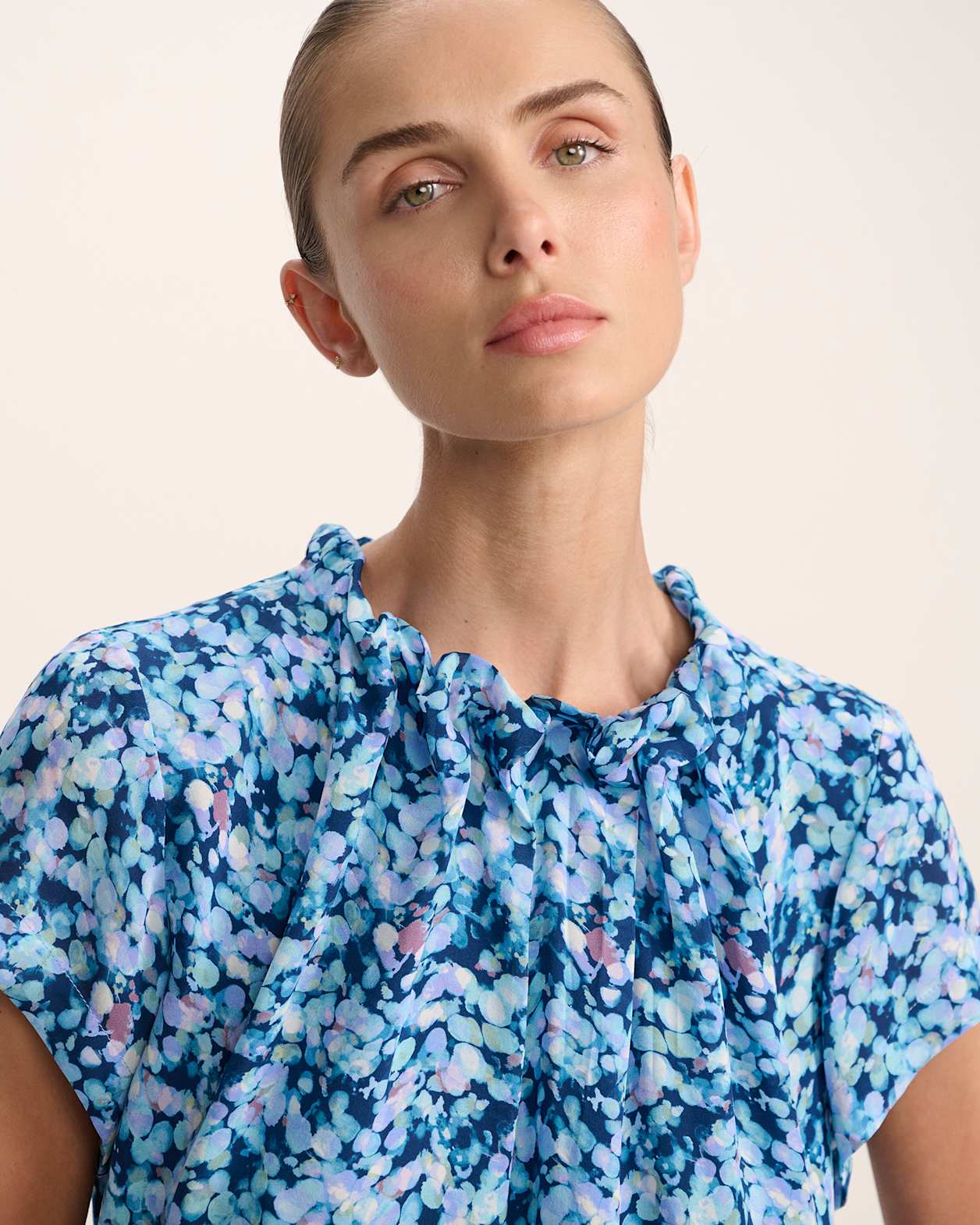 Sequin Silk High Neck Top in MULTI