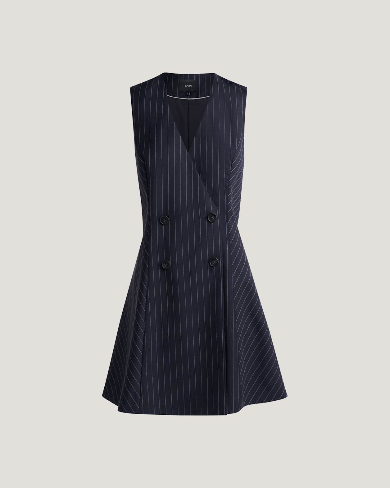 Polly Pinstripe Mini Dress in NAVY/IVORY