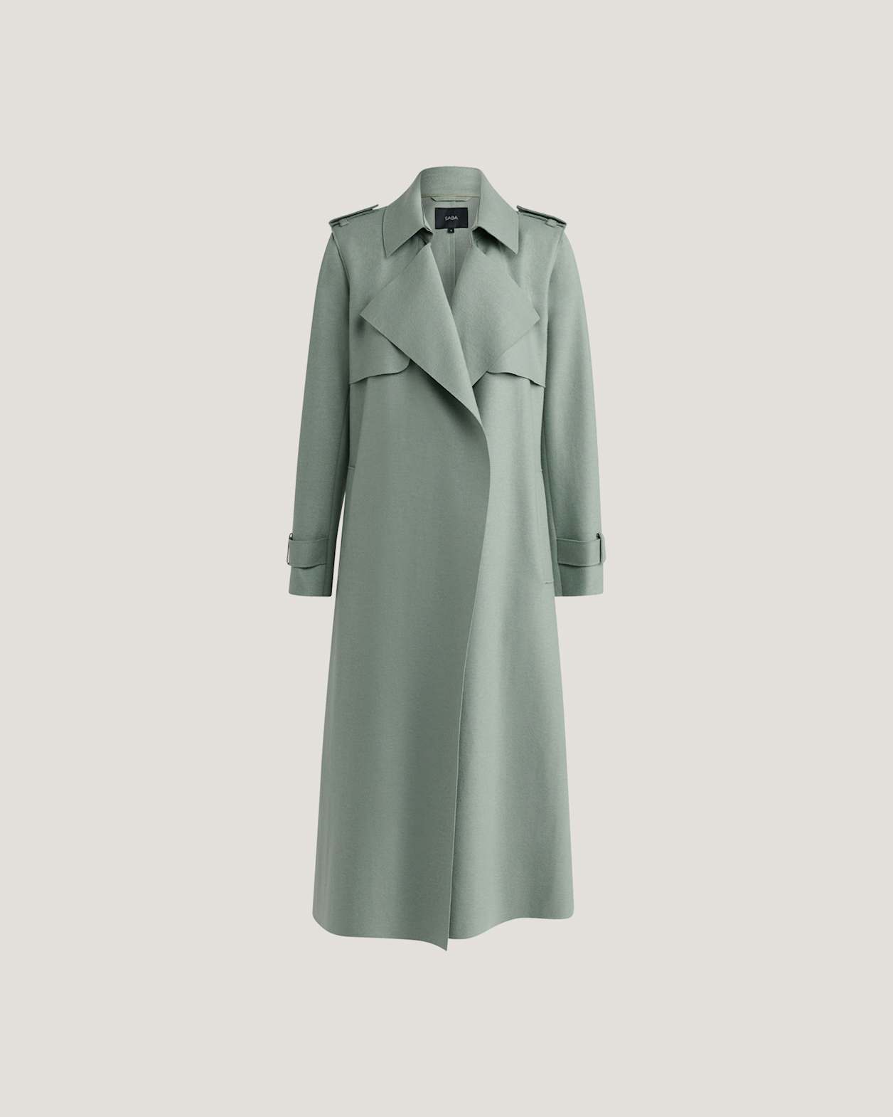 Karla Wool Longline Trench Coat in WILLOW