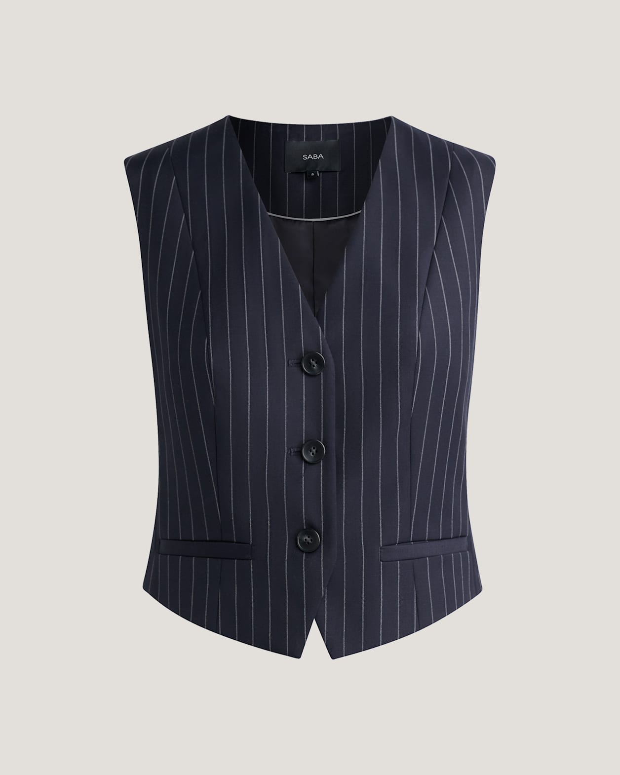 Polly Pinstripe Vest in NAVY/IVORY