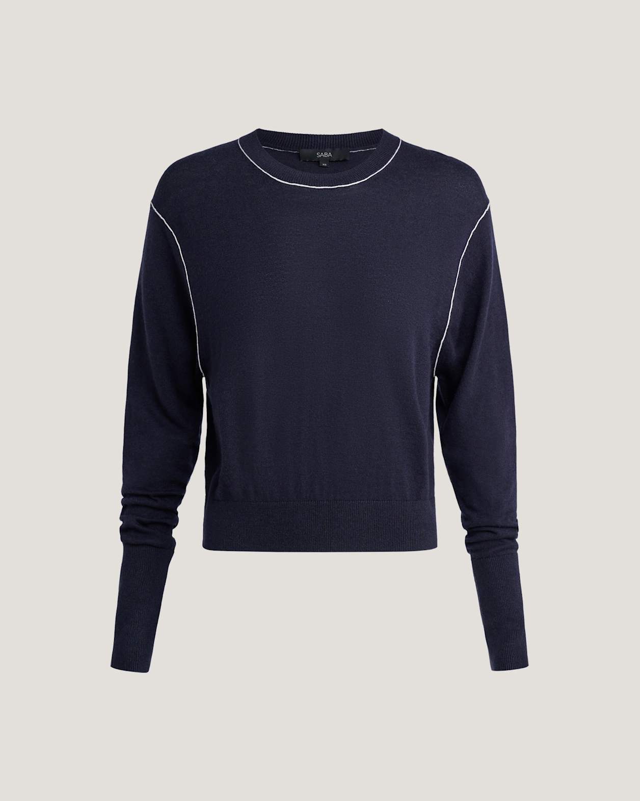 Laura Contrast Crew Knit in NAVY