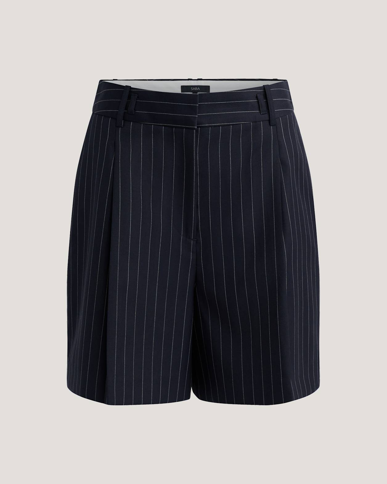 Polly Pinstripe Wool Blend Short in NAVY/IVORY