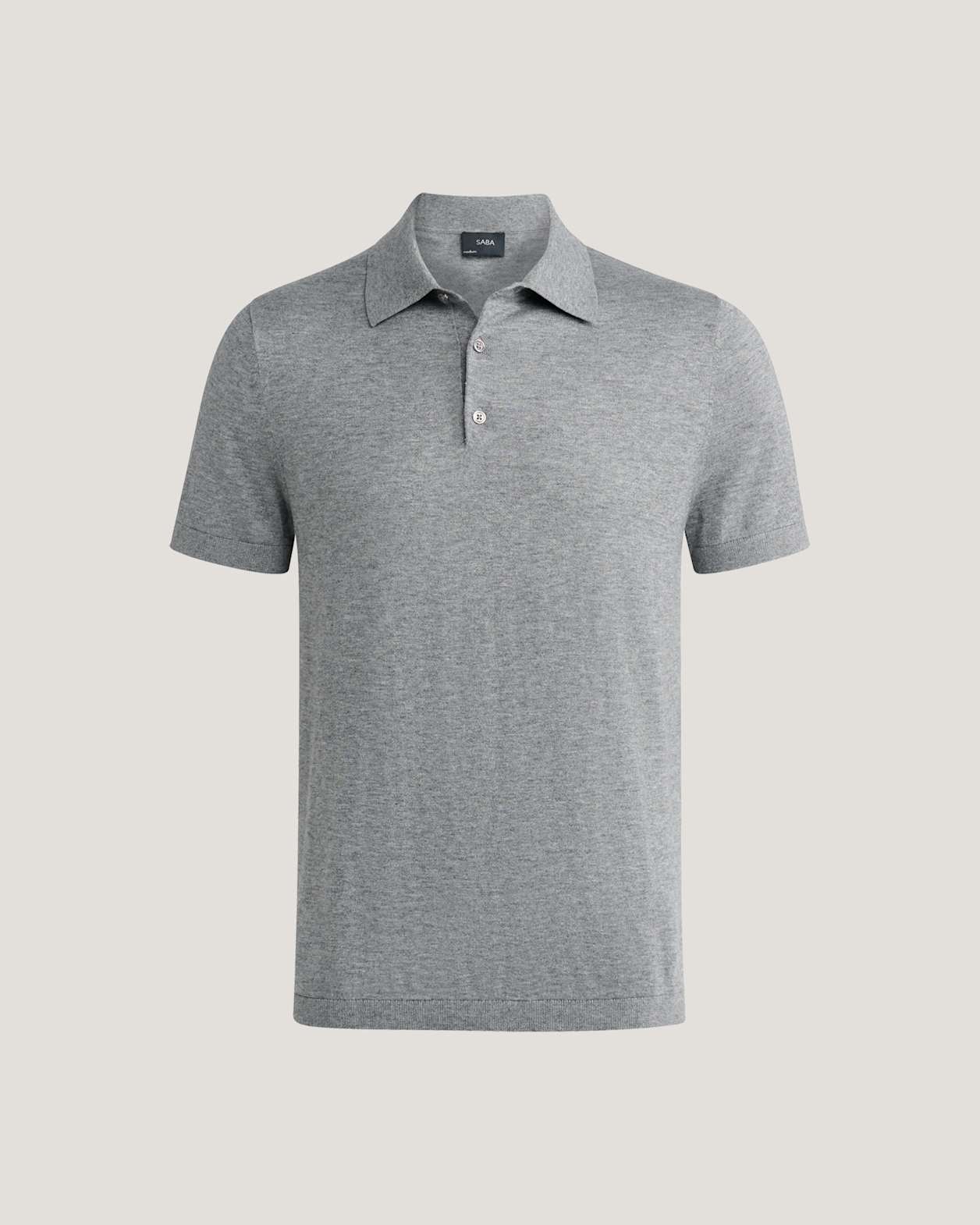 Miramar Cotton Wool Knit Polo in MID GREY