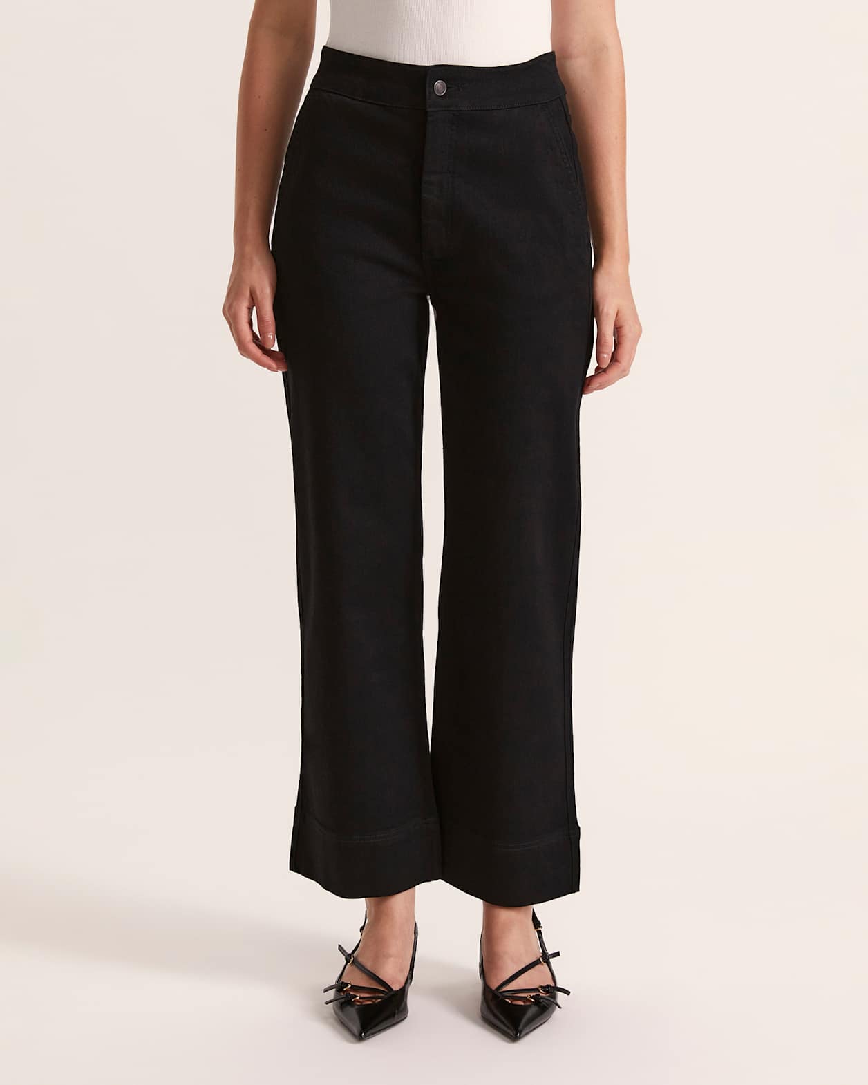 Ava Cropped Wide Leg Jean in BLACK