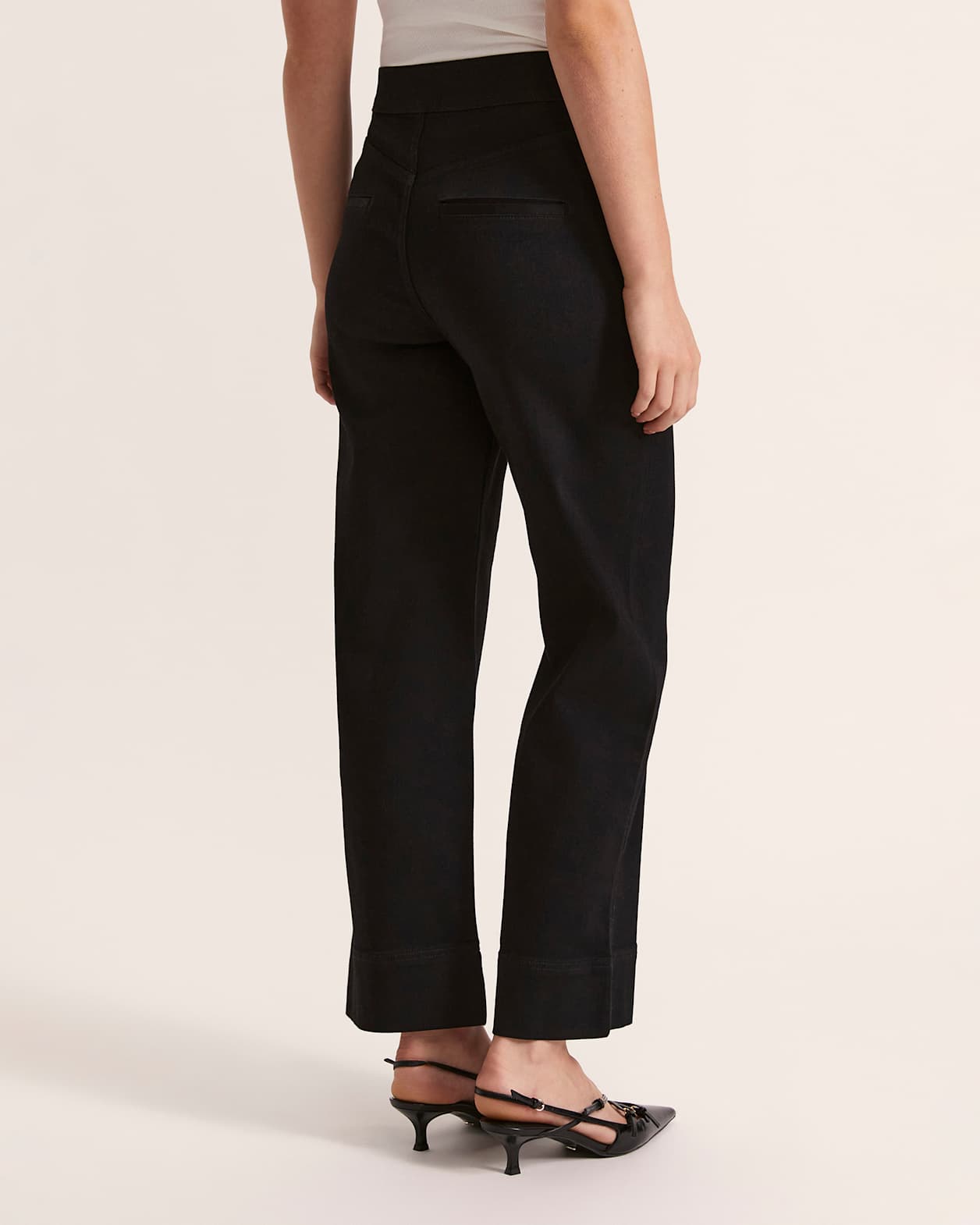 Ava Cropped Wide Leg Jean in BLACK