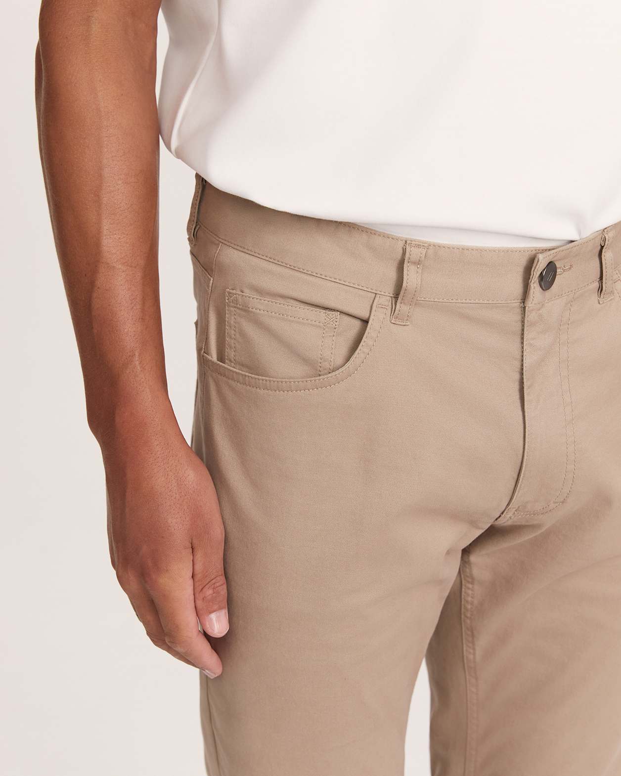 James Brushed Cotton 5 Pocket Pant in BEIGE