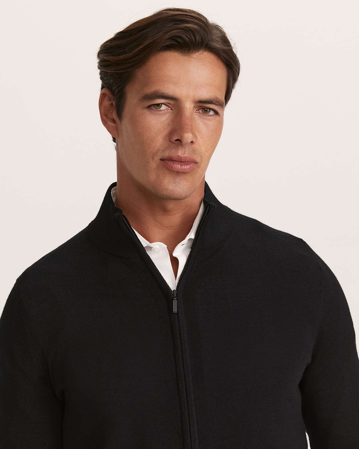 Franklin Wool Knit Zip Through in BLACK