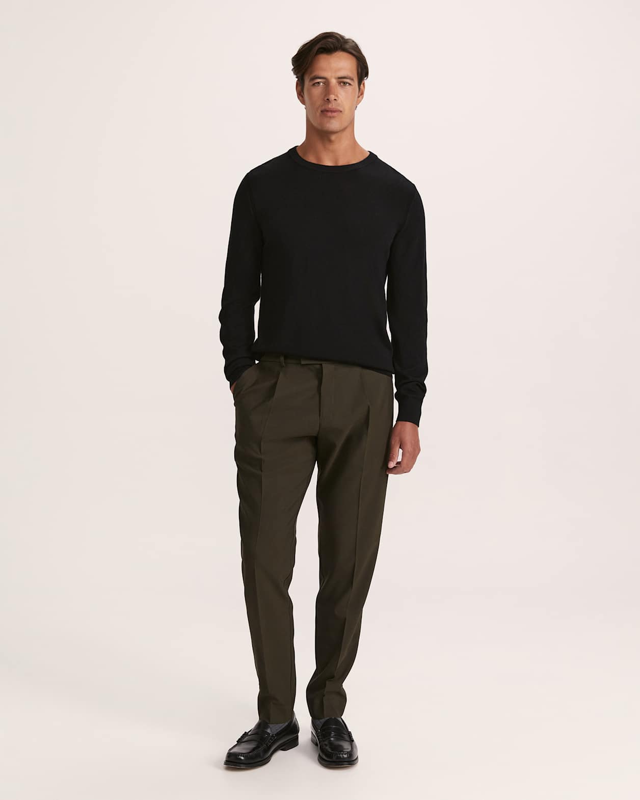 Franklin Merino Wool Crew Knit in BLACK