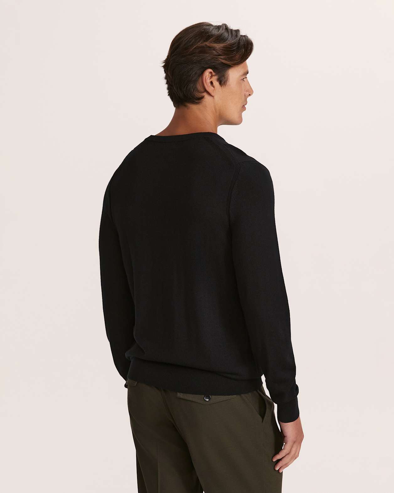 Franklin Merino Wool Crew Knit in BLACK