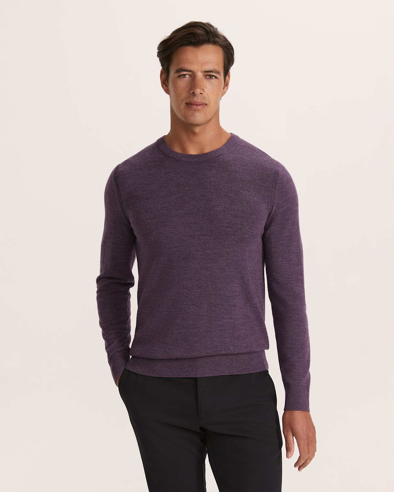 Franklin Merino Wool Crew Knit in PLUM