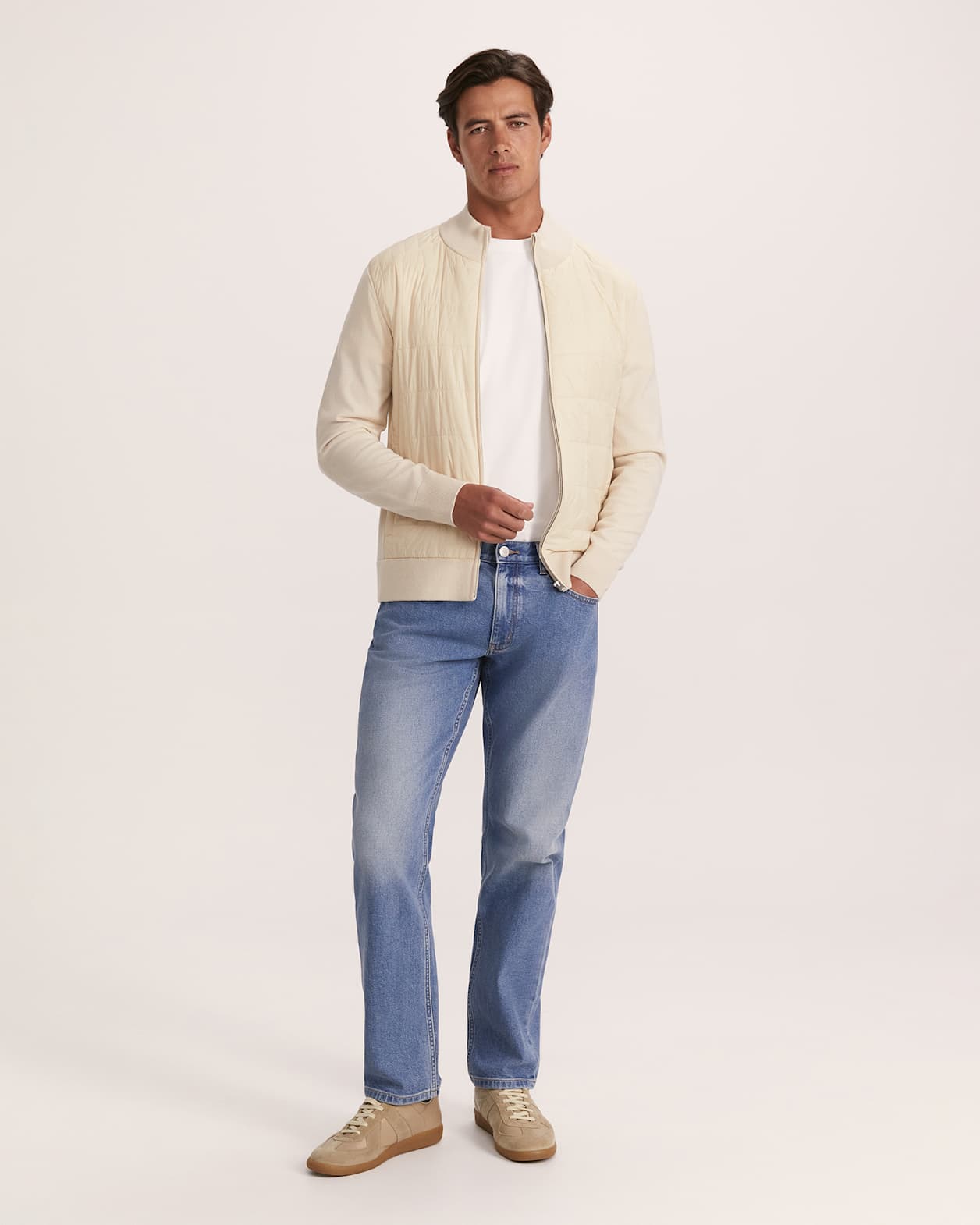 Ross Padded Merino Wool Jacket in EGGSHELL