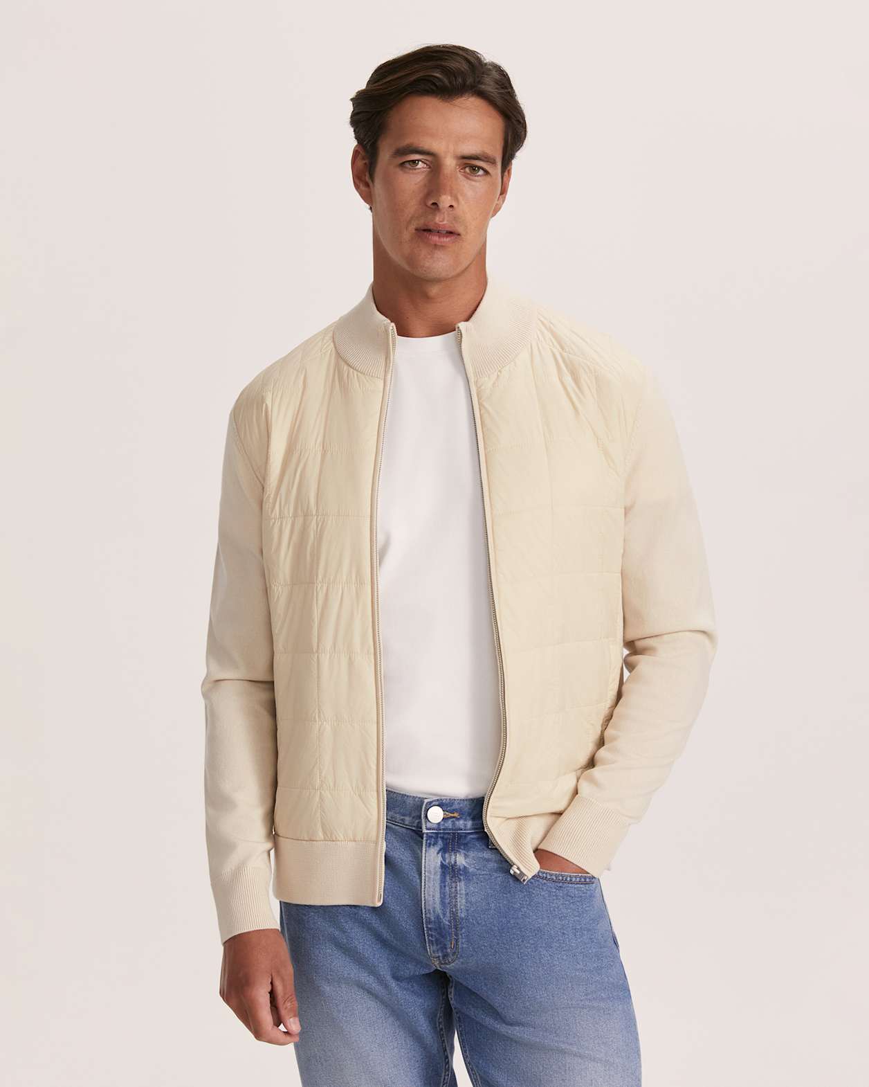 Ross Padded Merino Wool Jacket in EGGSHELL