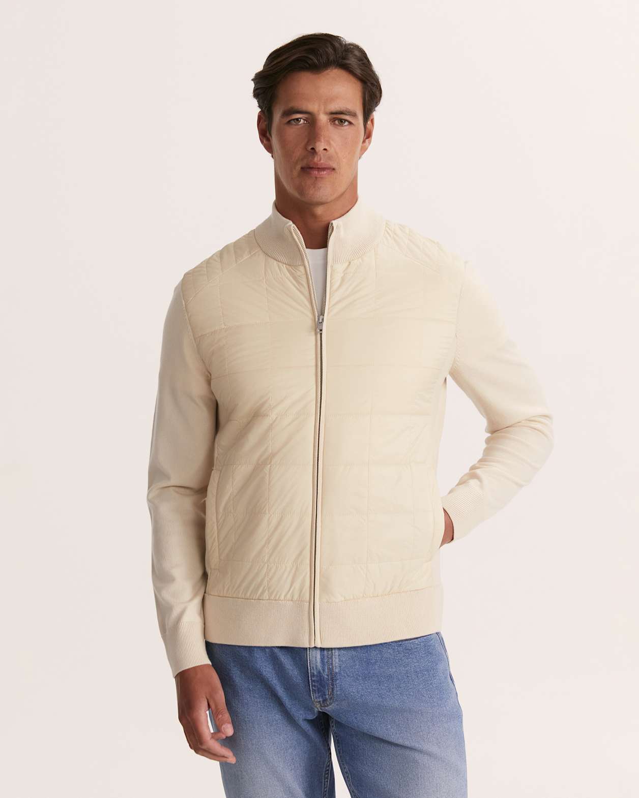 Ross Padded Merino Wool Jacket in EGGSHELL