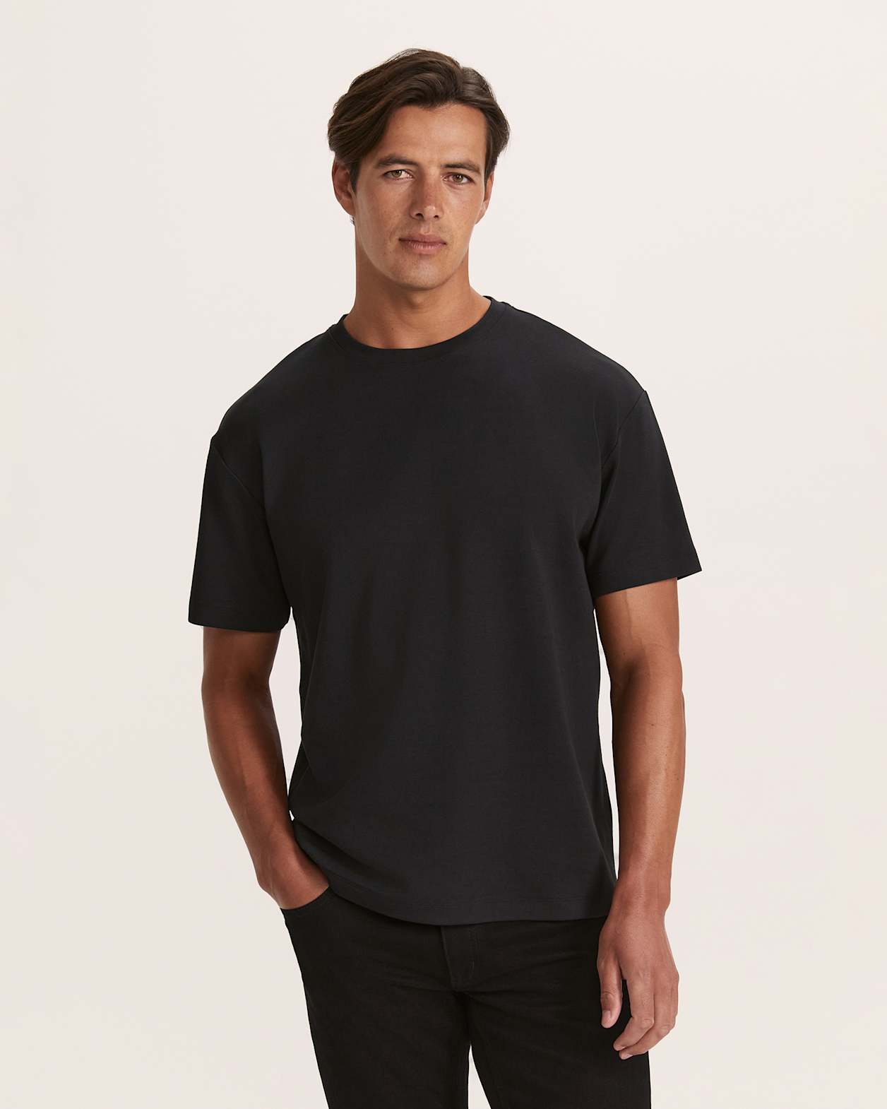 Rafe Heavyweight Cotton Rib Tee in BLACK