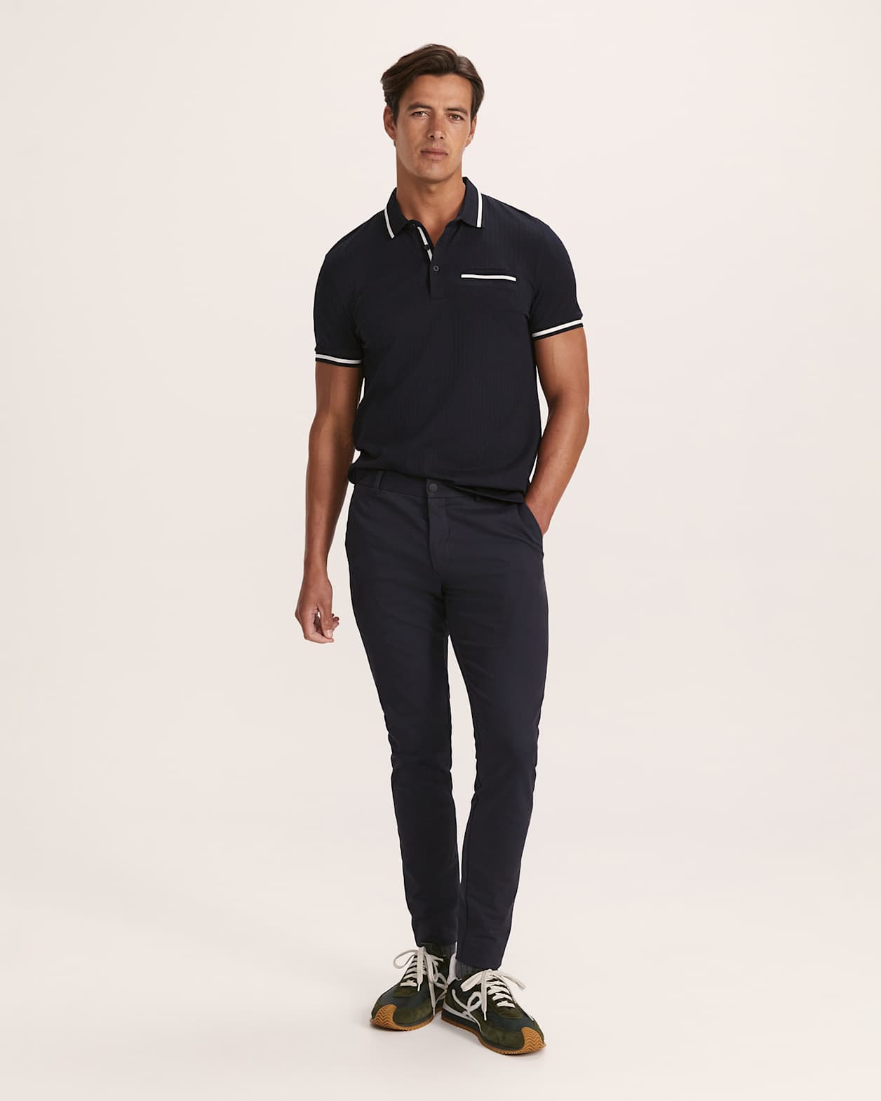 Ted Textured Cotton Polo in NAVY