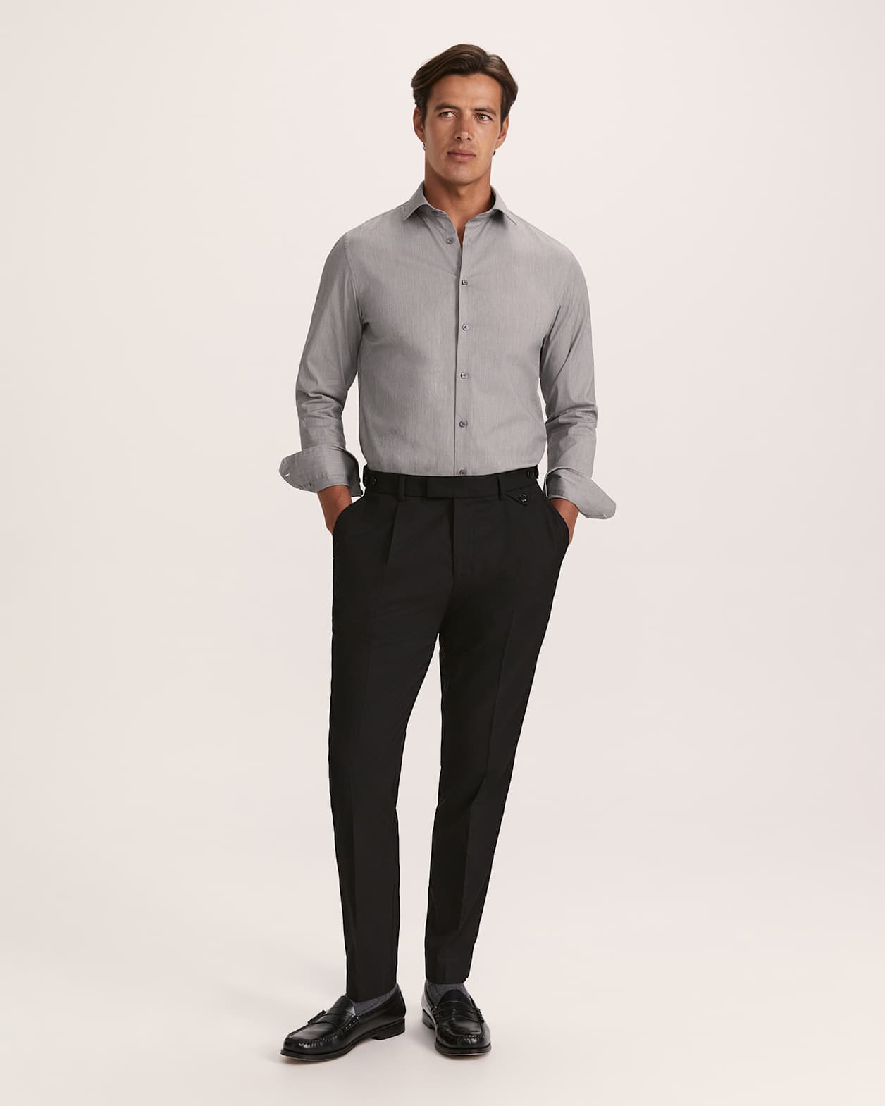 Flynn Long Sleeve Stretch Shirt in BLACK/WHITE
