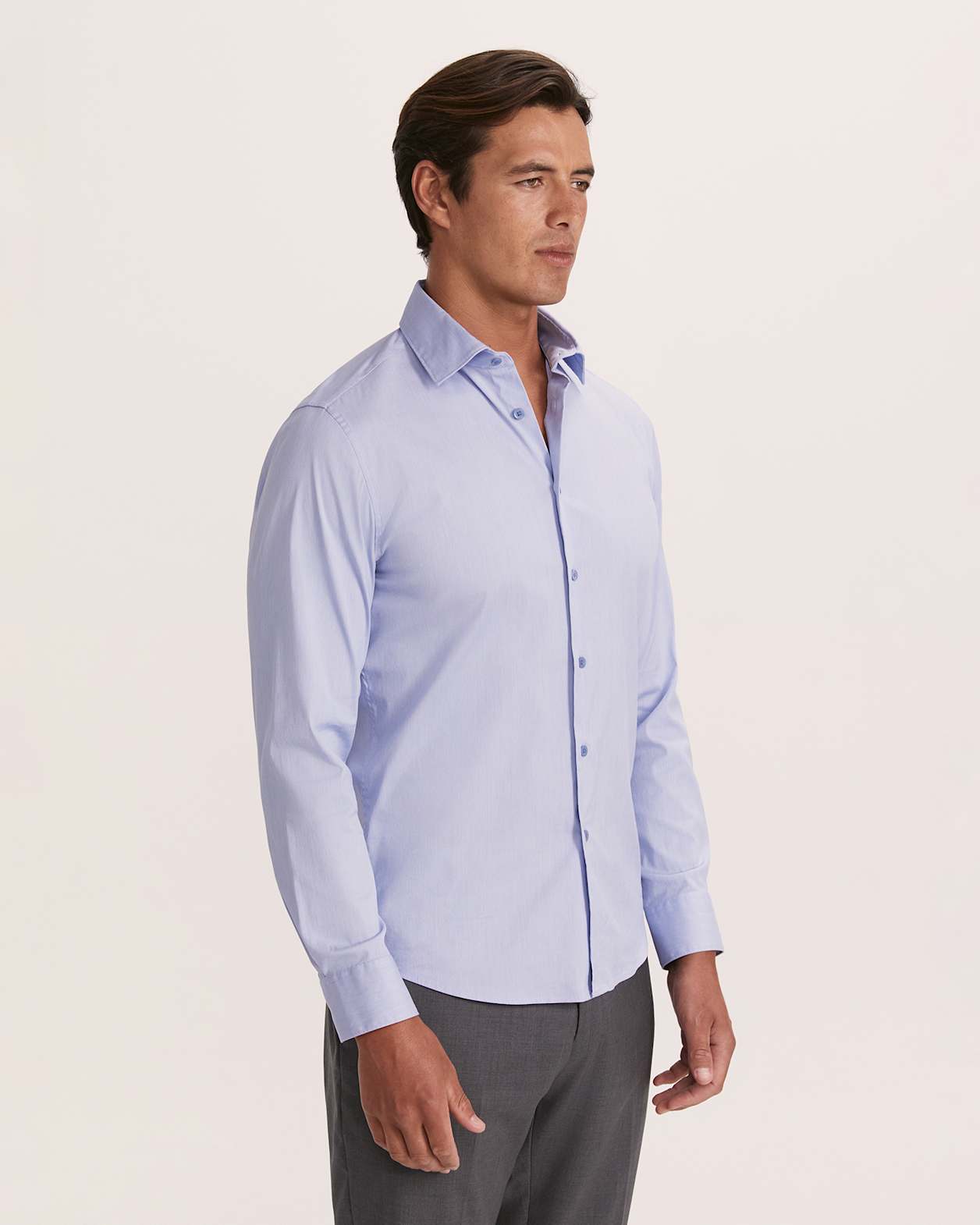 Flynn Long Sleeve Stretch Shirt in BLUE/WHITE