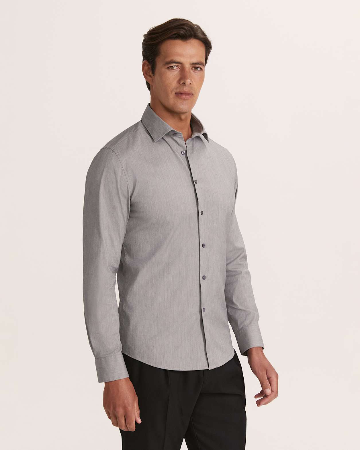 Flynn Long Sleeve Stretch Shirt in BLACK/WHITE