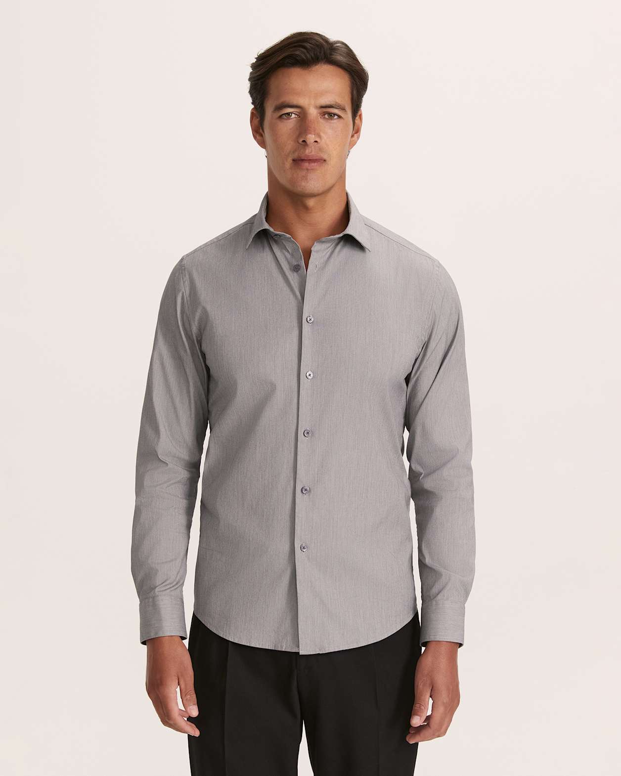 Flynn Long Sleeve Stretch Shirt in BLACK/WHITE
