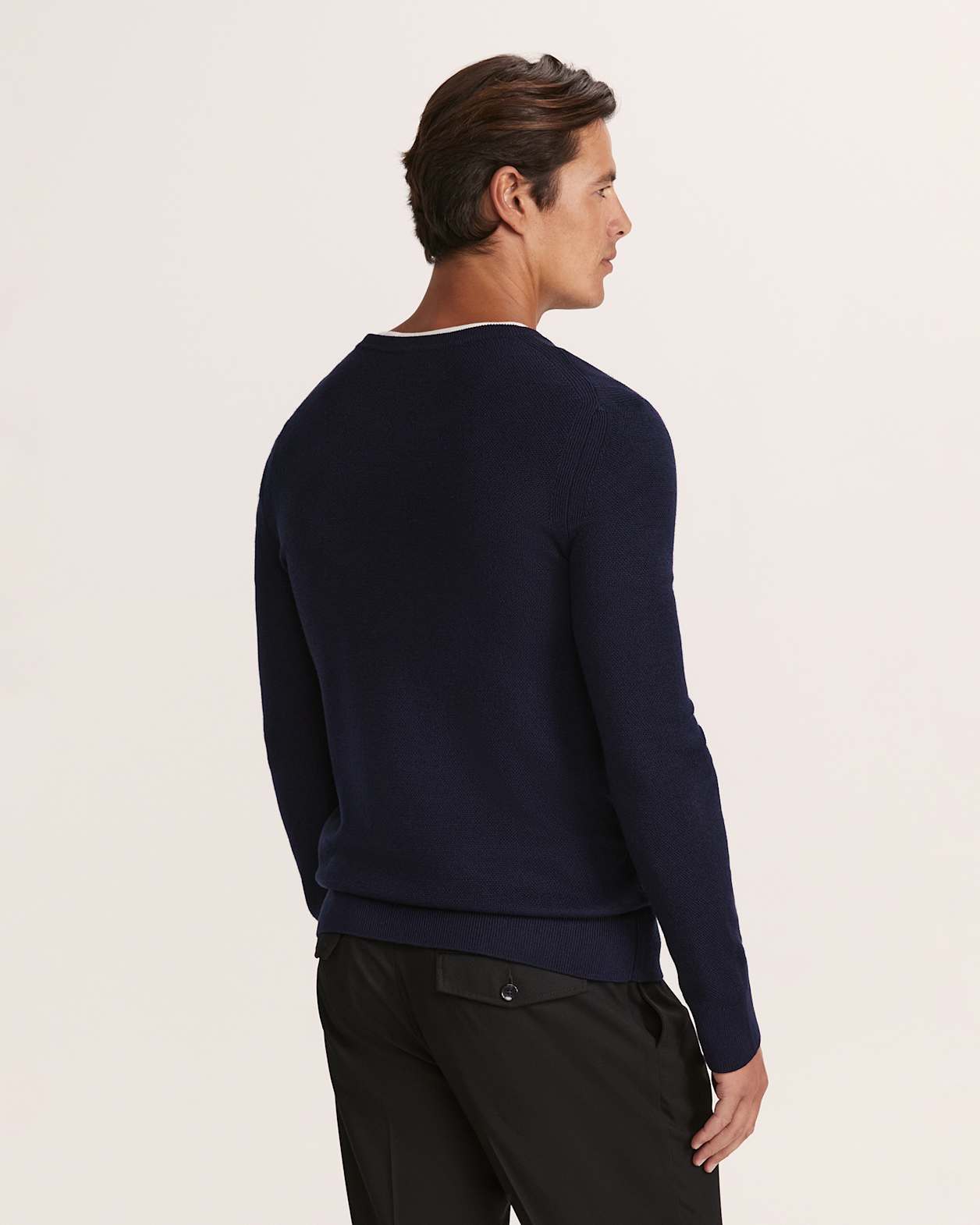 Samuel Wool Blend Crew Knit in NAVY