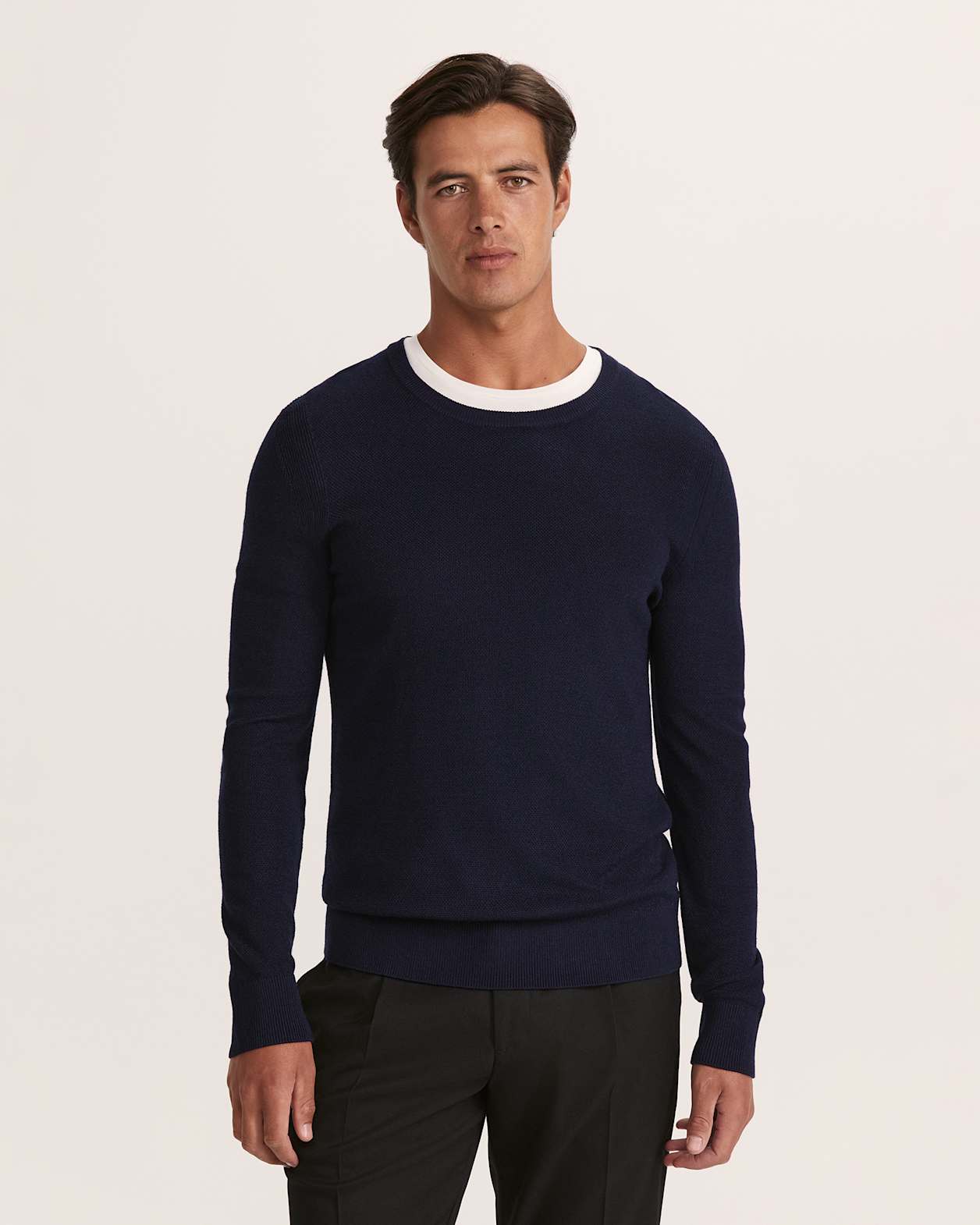 Samuel Wool Blend Crew Knit in NAVY