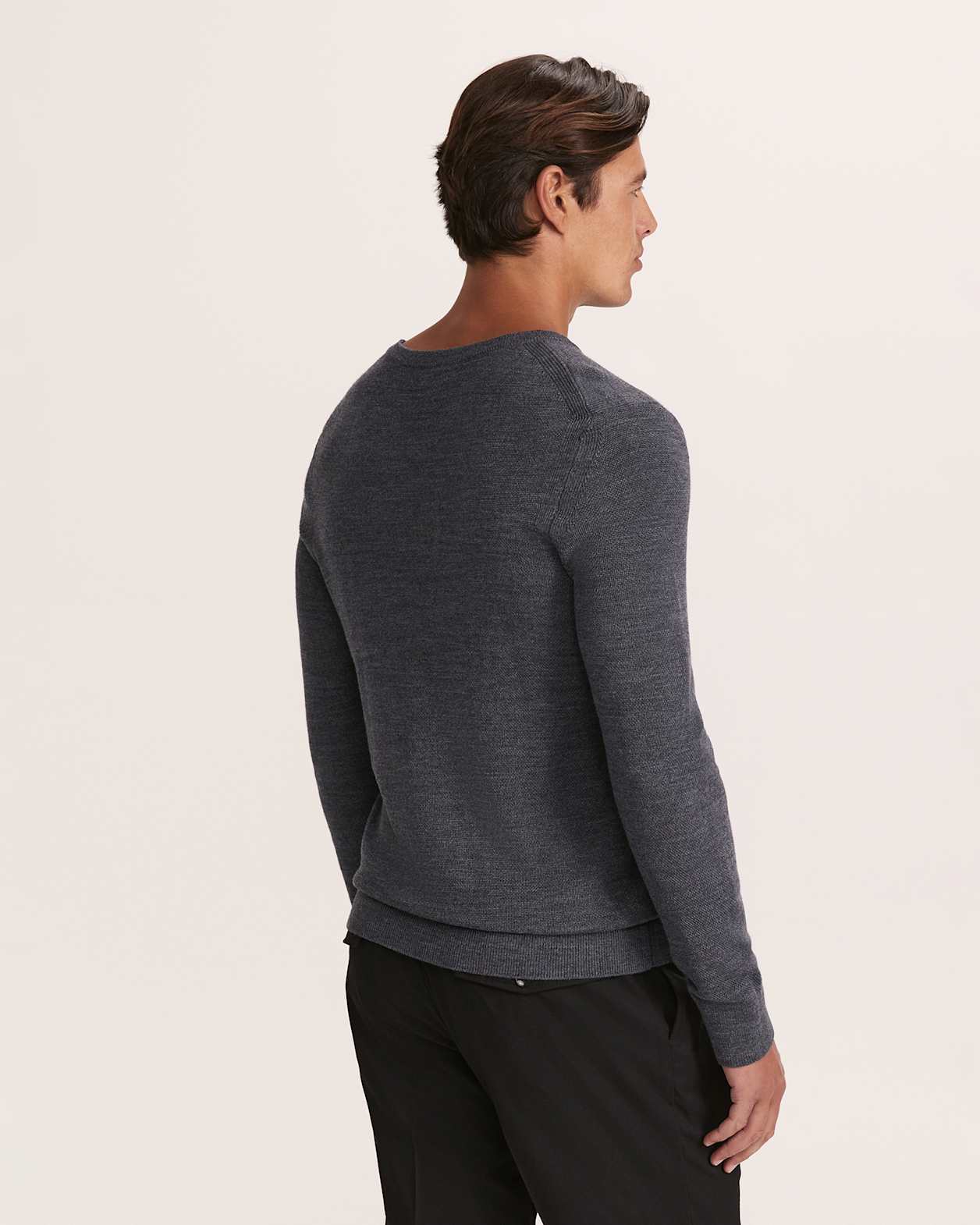 Samuel Wool Blend Crew Knit in CHARCOAL