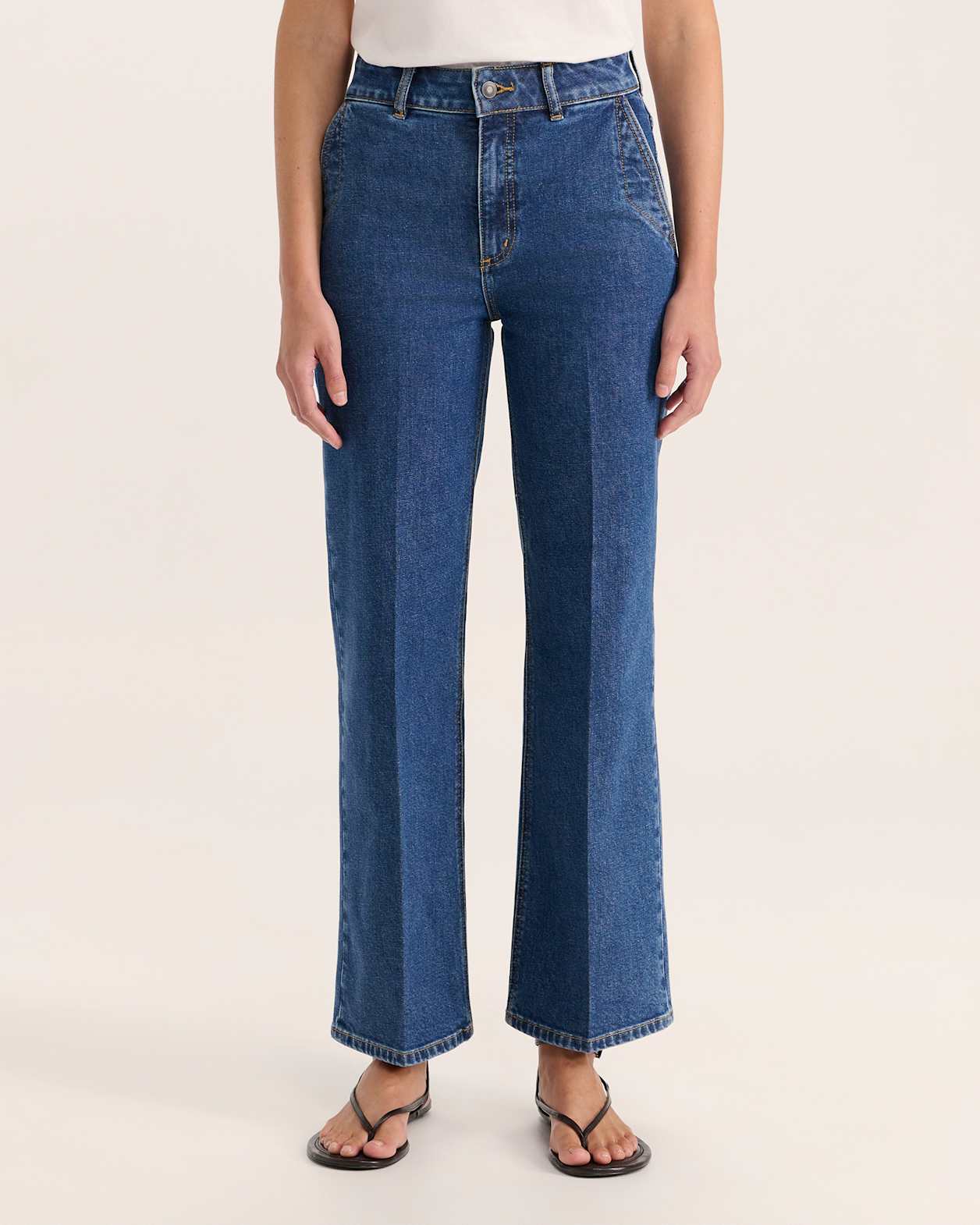 Ava Wide Leg Jean in MID BLUE