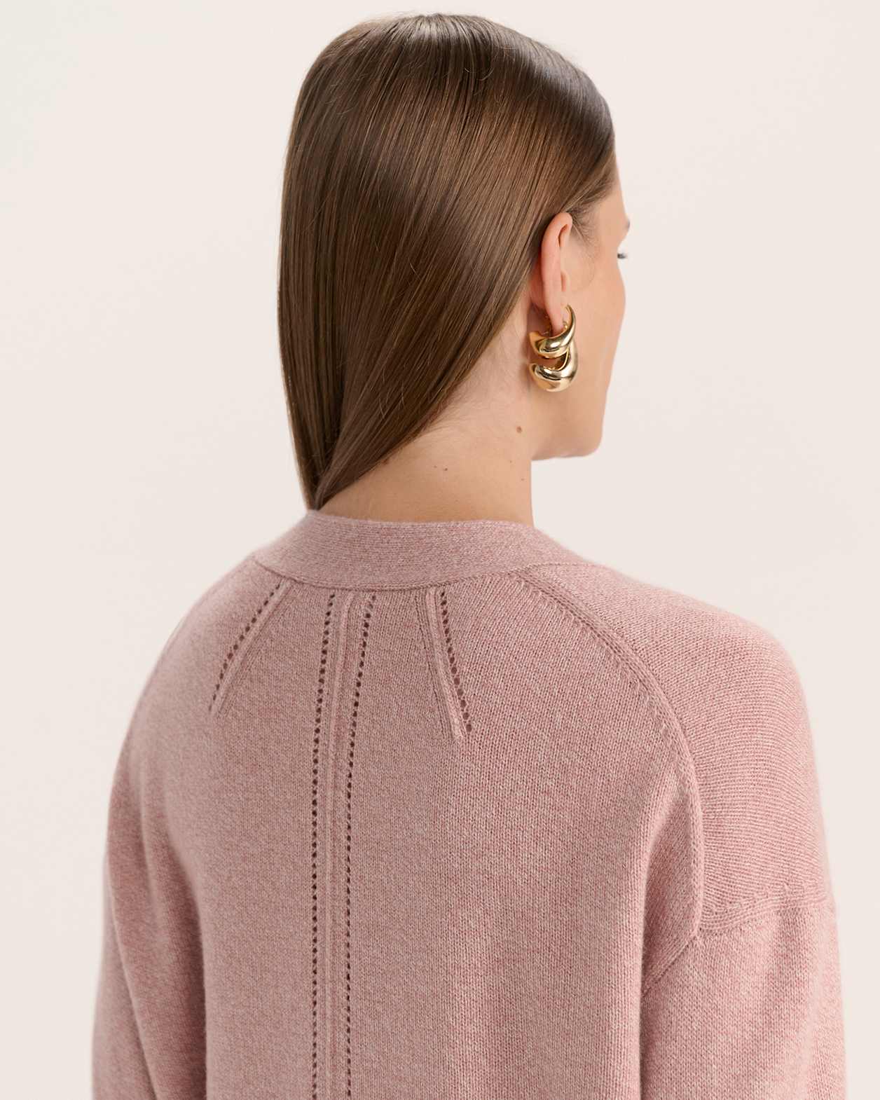Nora Wool Cashmere Cardi in PINK MELANGE