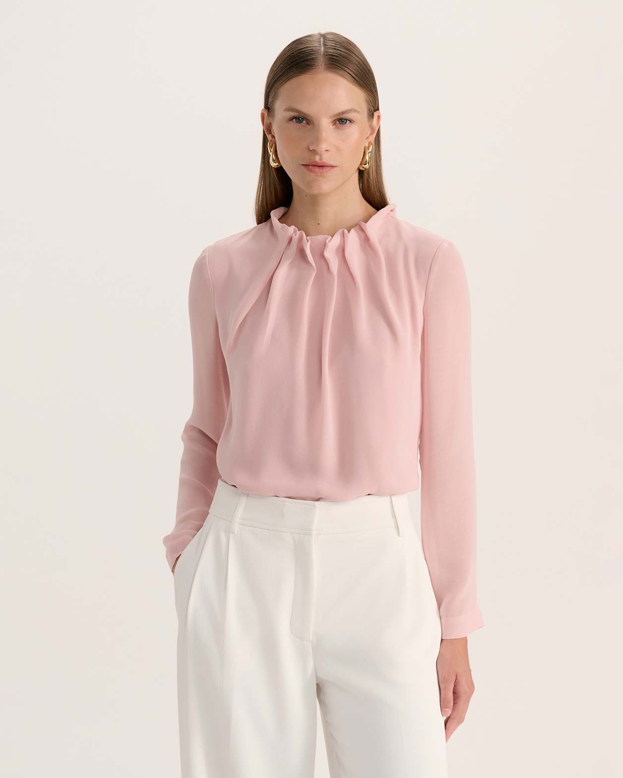 Willa High Neck Long Sleeve Top in PINK FROST