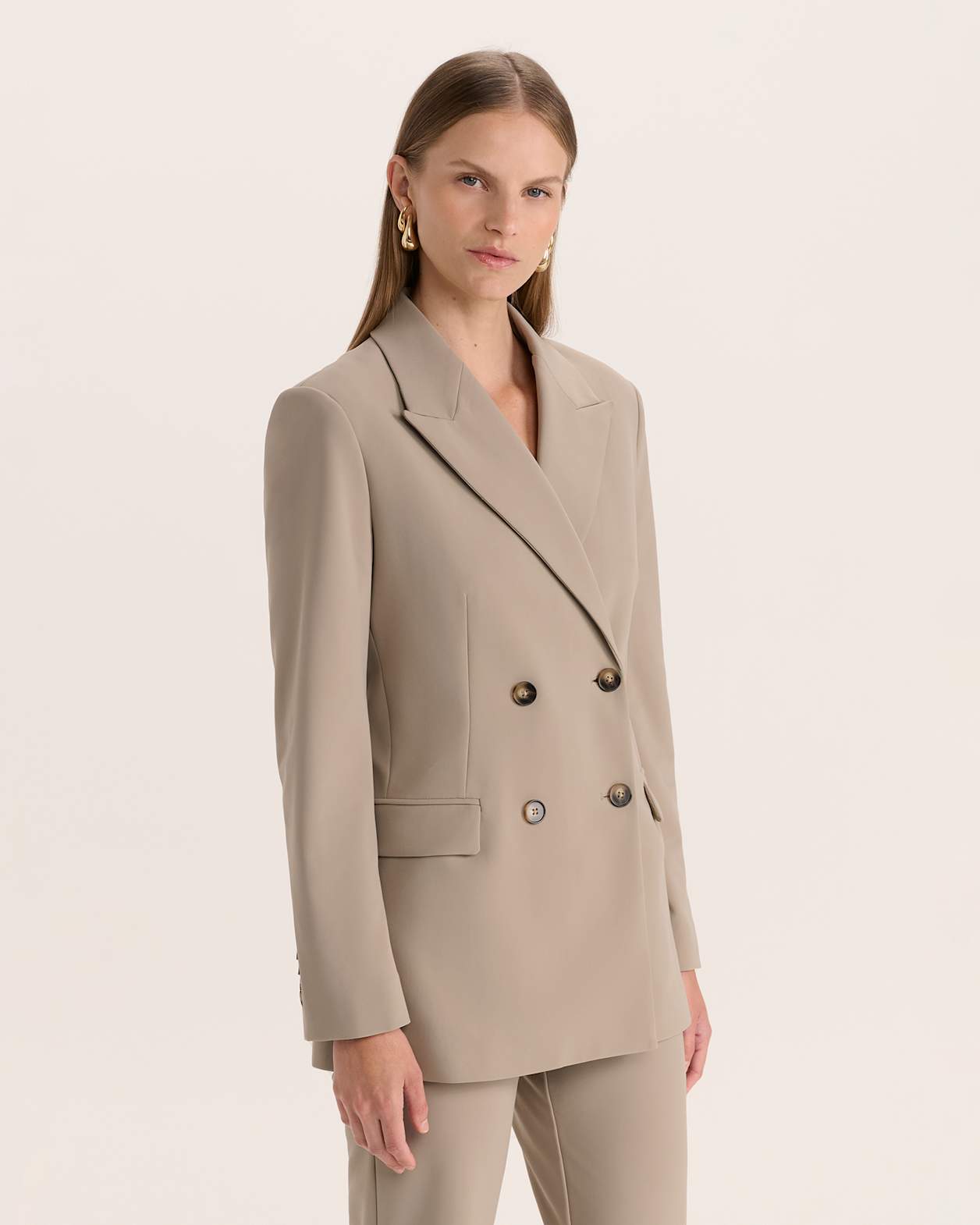 Deia Double Breasted Blazer in LIGHT TAUPE