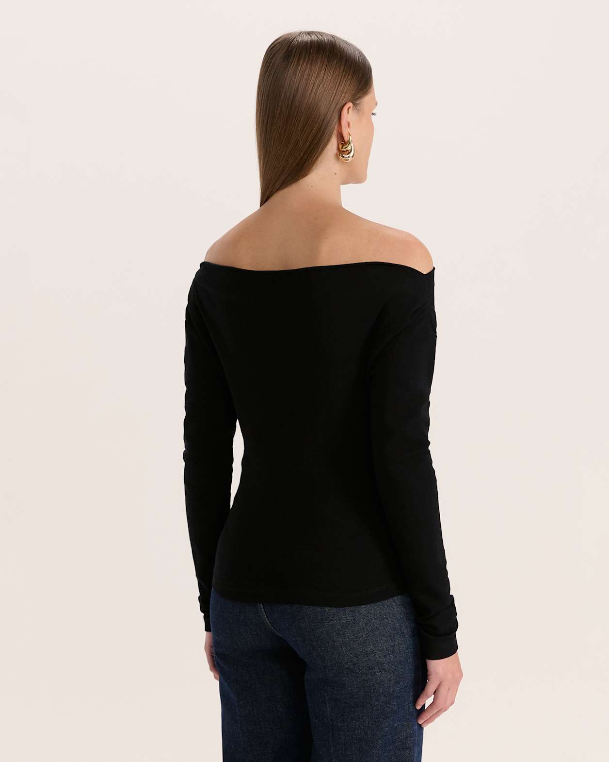 Coco Wool Boat Neck Top in BLACK