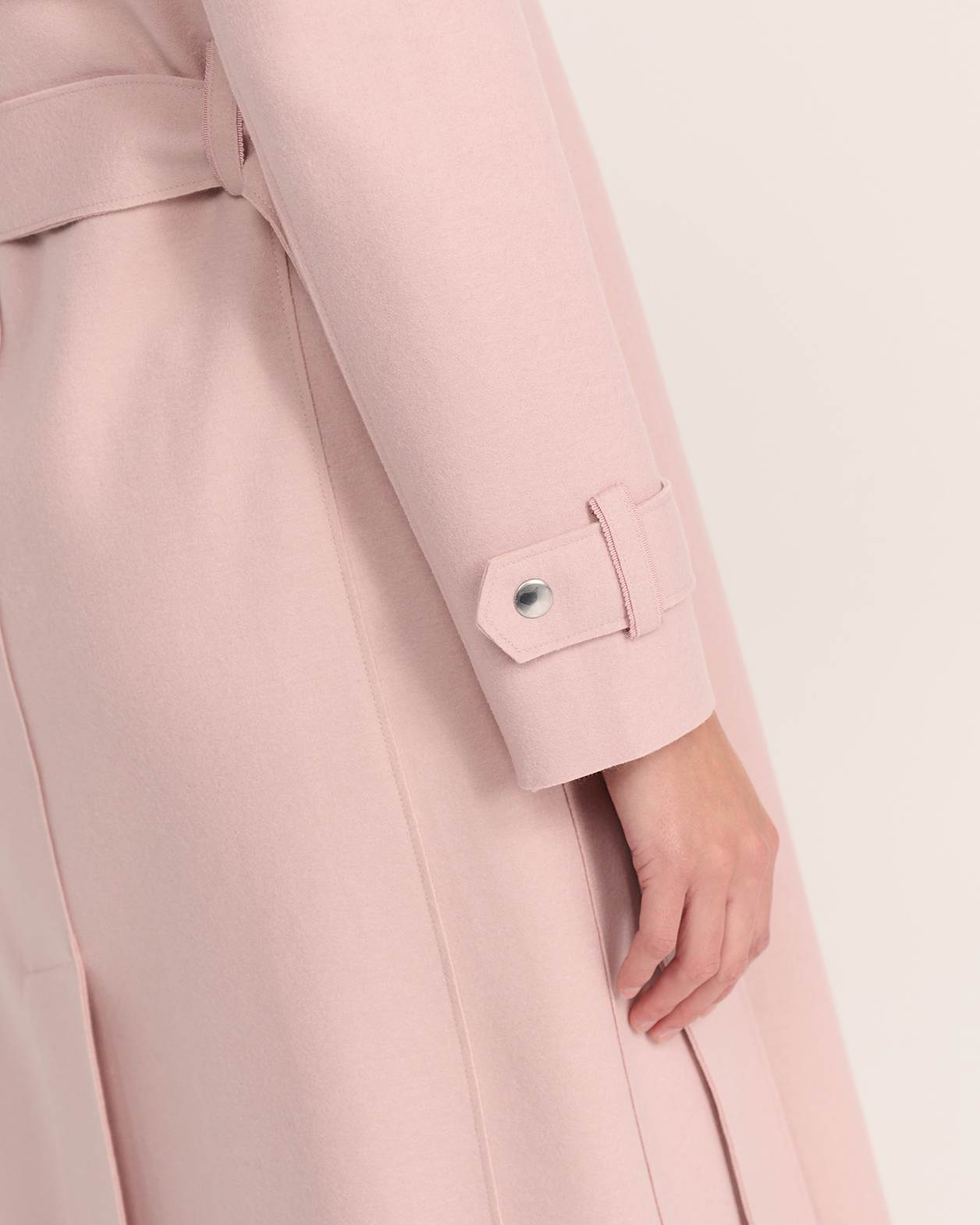 Karla Wool Longline Trench Coat in PINK SALT