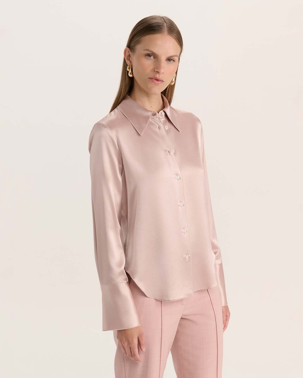 Sallee Satin Shirt in PINK