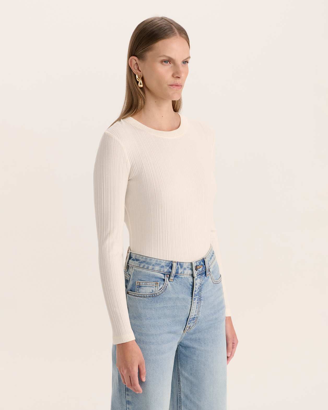 Sabine Long Sleeve Top in VANILLA
