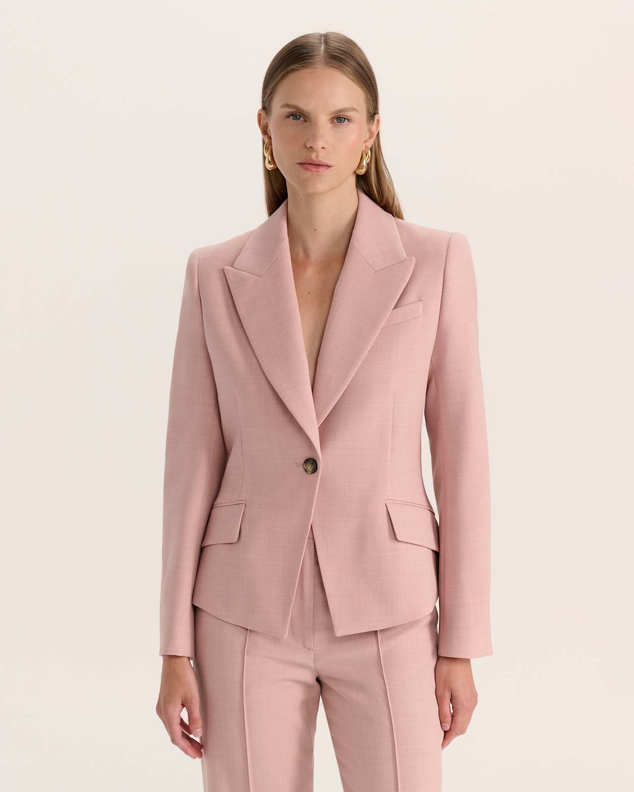 Celeste Fitted Wool Jacket in PINK SALT