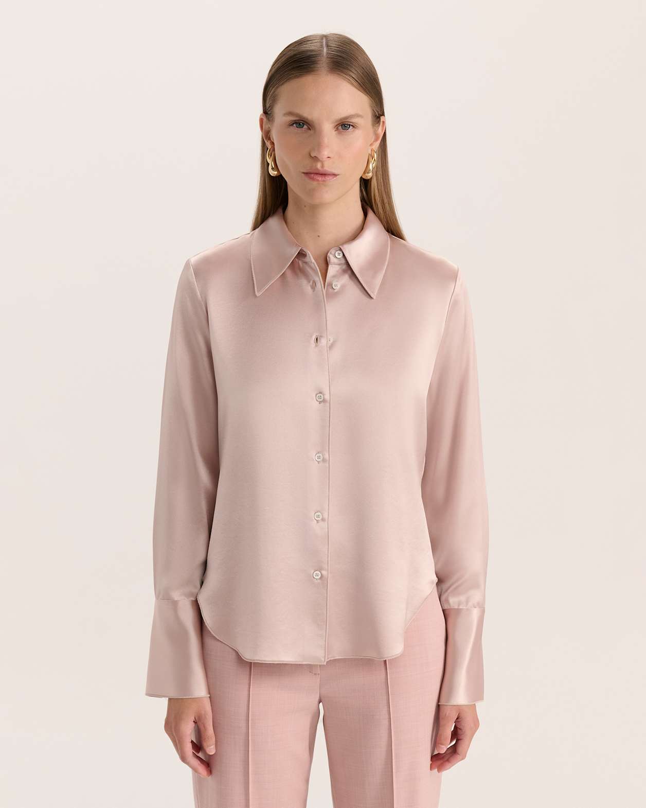 Sallee Satin Shirt in PINK