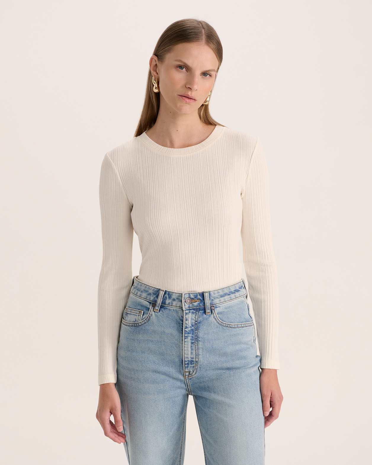 Sabine Long Sleeve Top in VANILLA