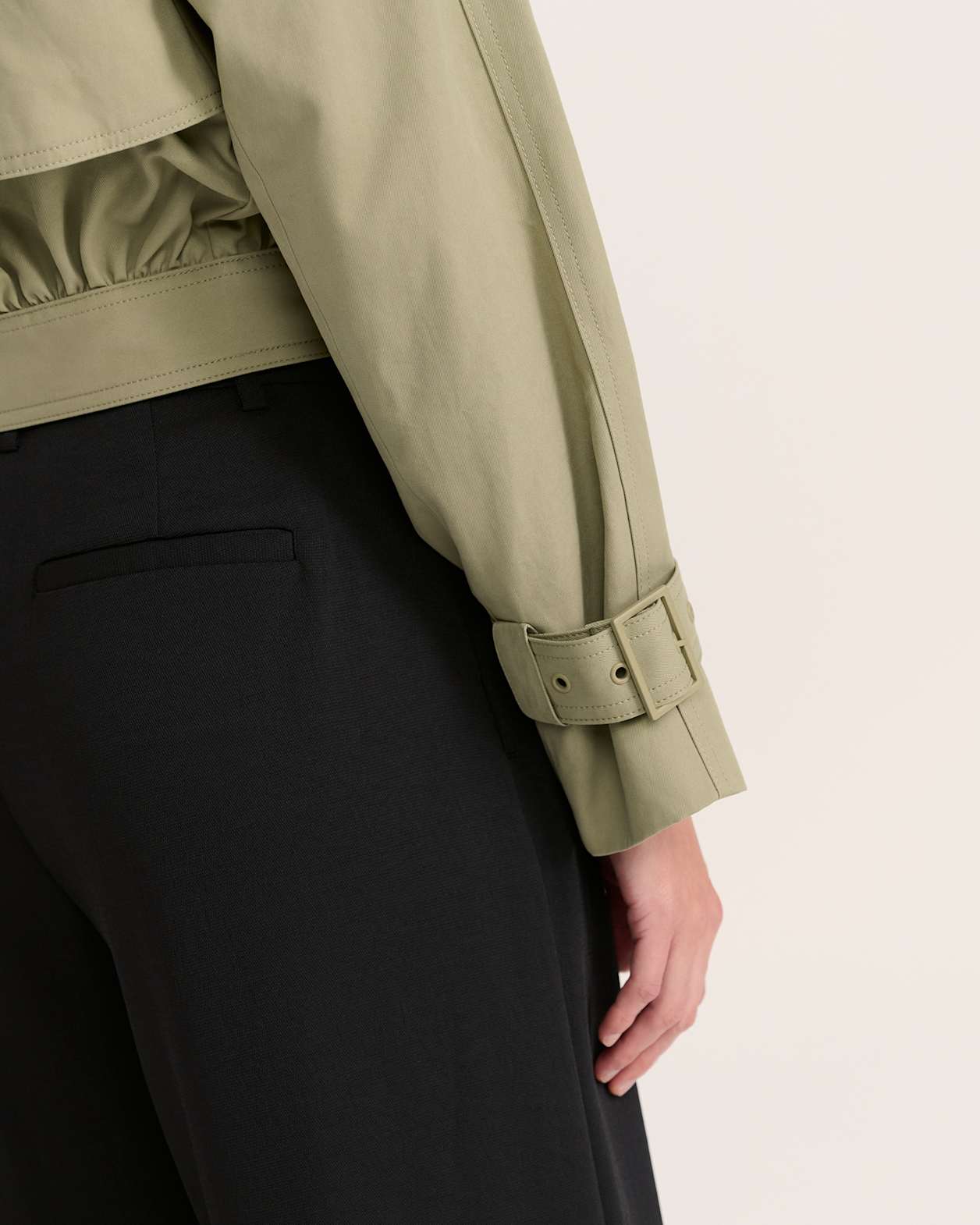 Lana Cropped Cotton Trench in GREEN