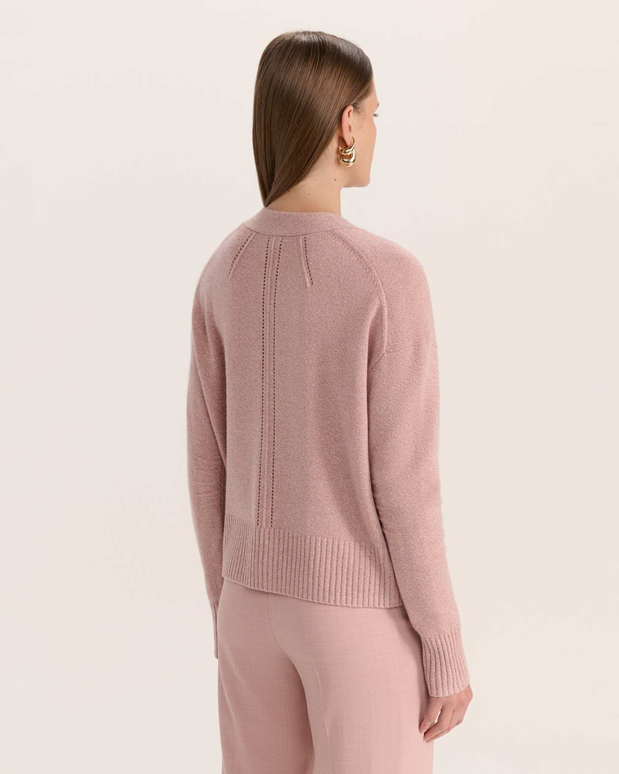 Nora Wool Cashmere Cardi in PINK MELANGE