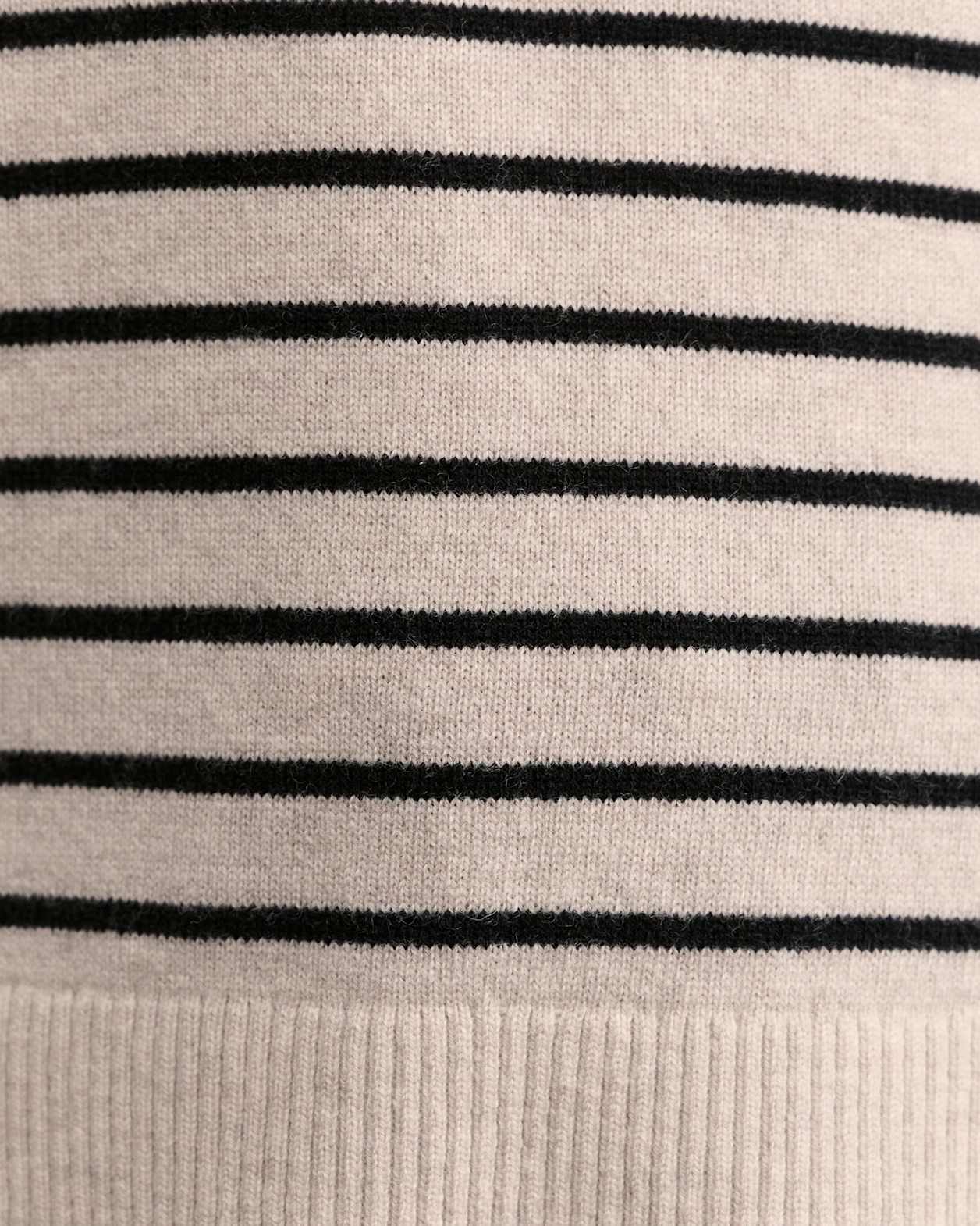 Nora Wool Cashmere Stripe Knit in OATMEAL/BLACK