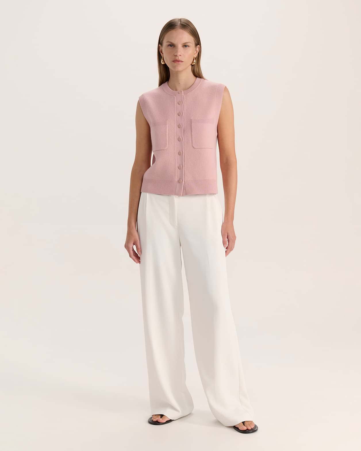 Boiled Wool Vest in PINK