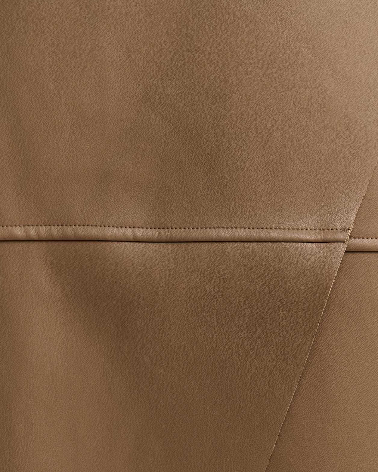 Viv Faux Leather Wrap Midi Skirt in TOFFEE