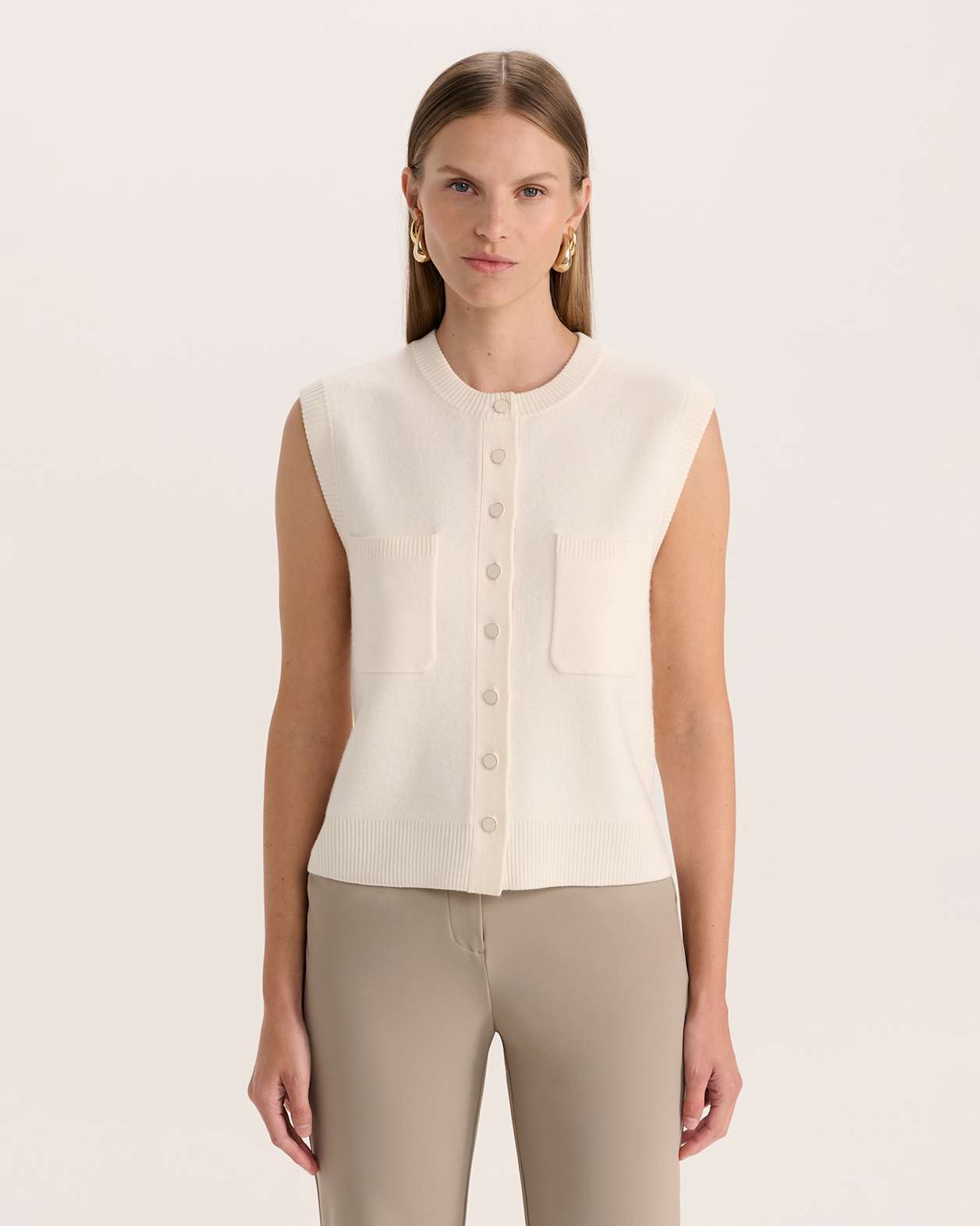 Boiled Wool Vest in CREAM