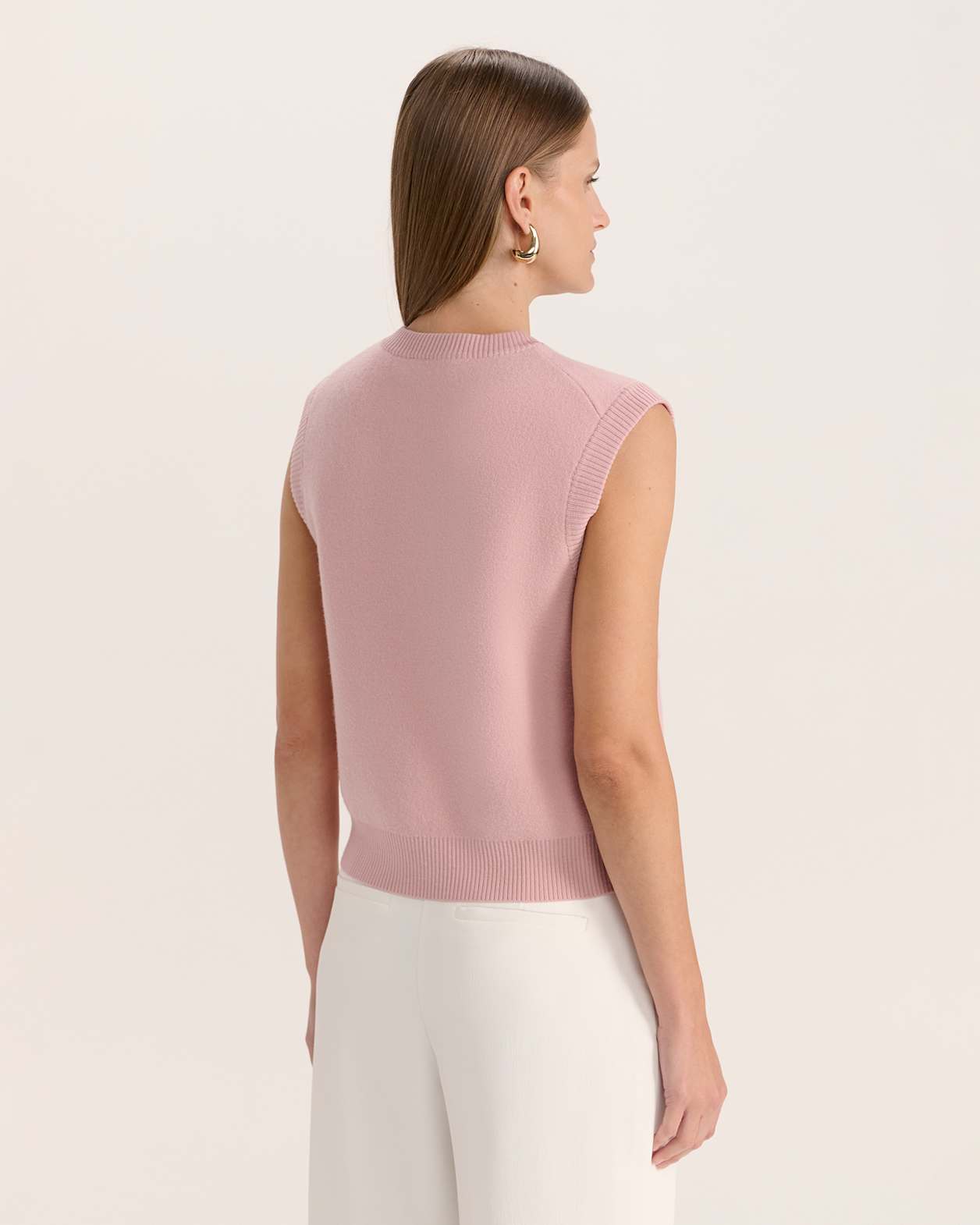 Boiled Wool Vest in PINK