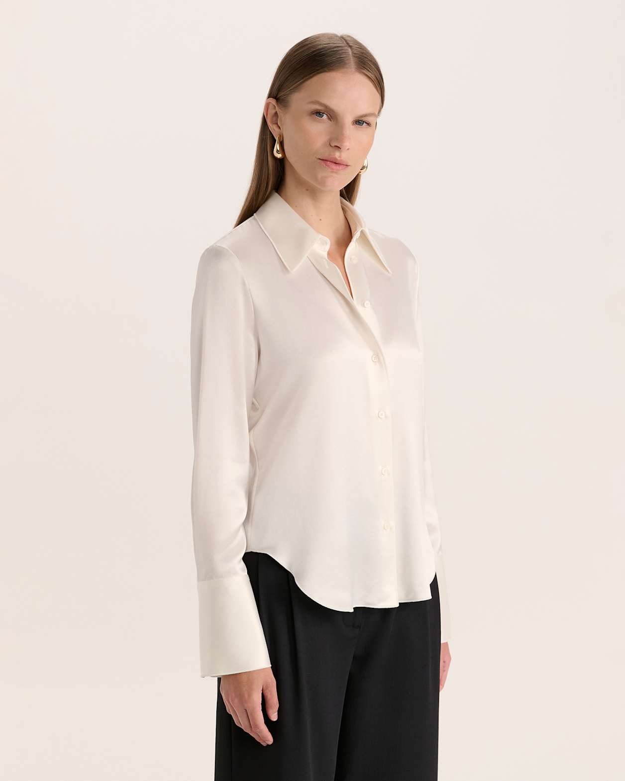 Sallee Satin Shirt in IVORY