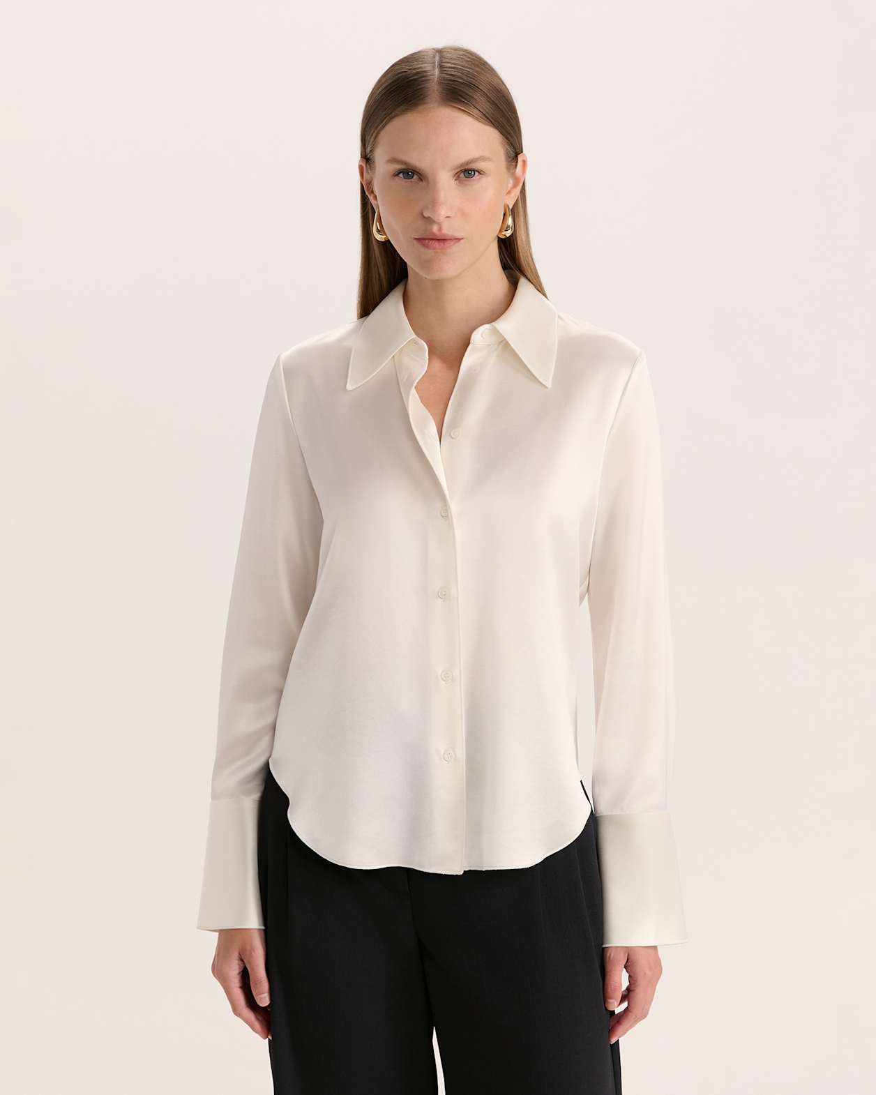 Sallee Satin Shirt in IVORY