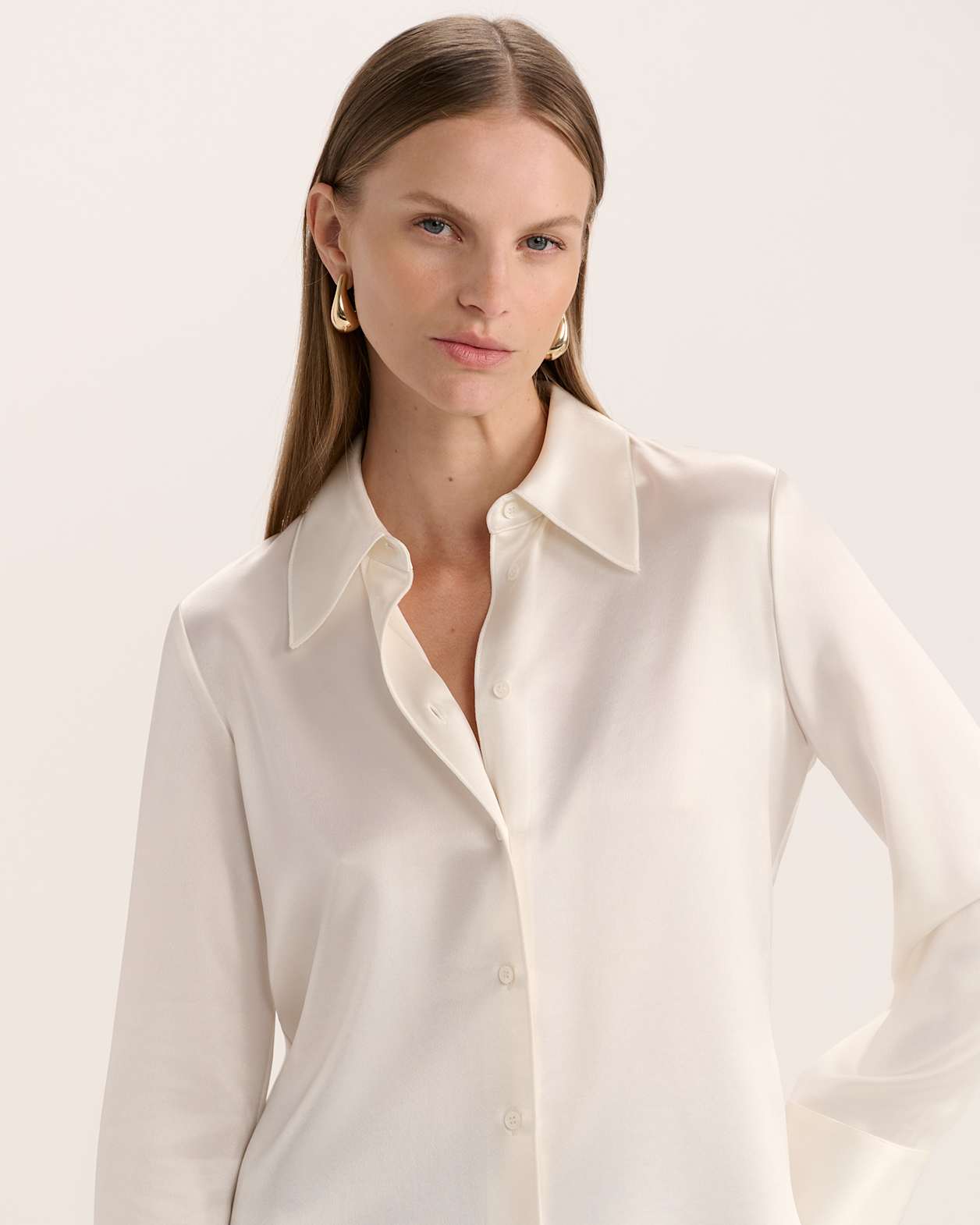 Sallee Satin Shirt in IVORY