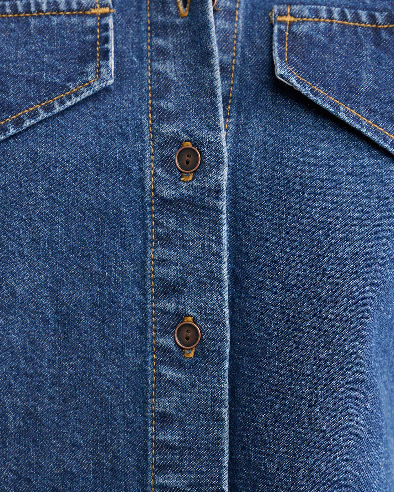 Ava Long Sleeve Denim Shirt in MID BLUE