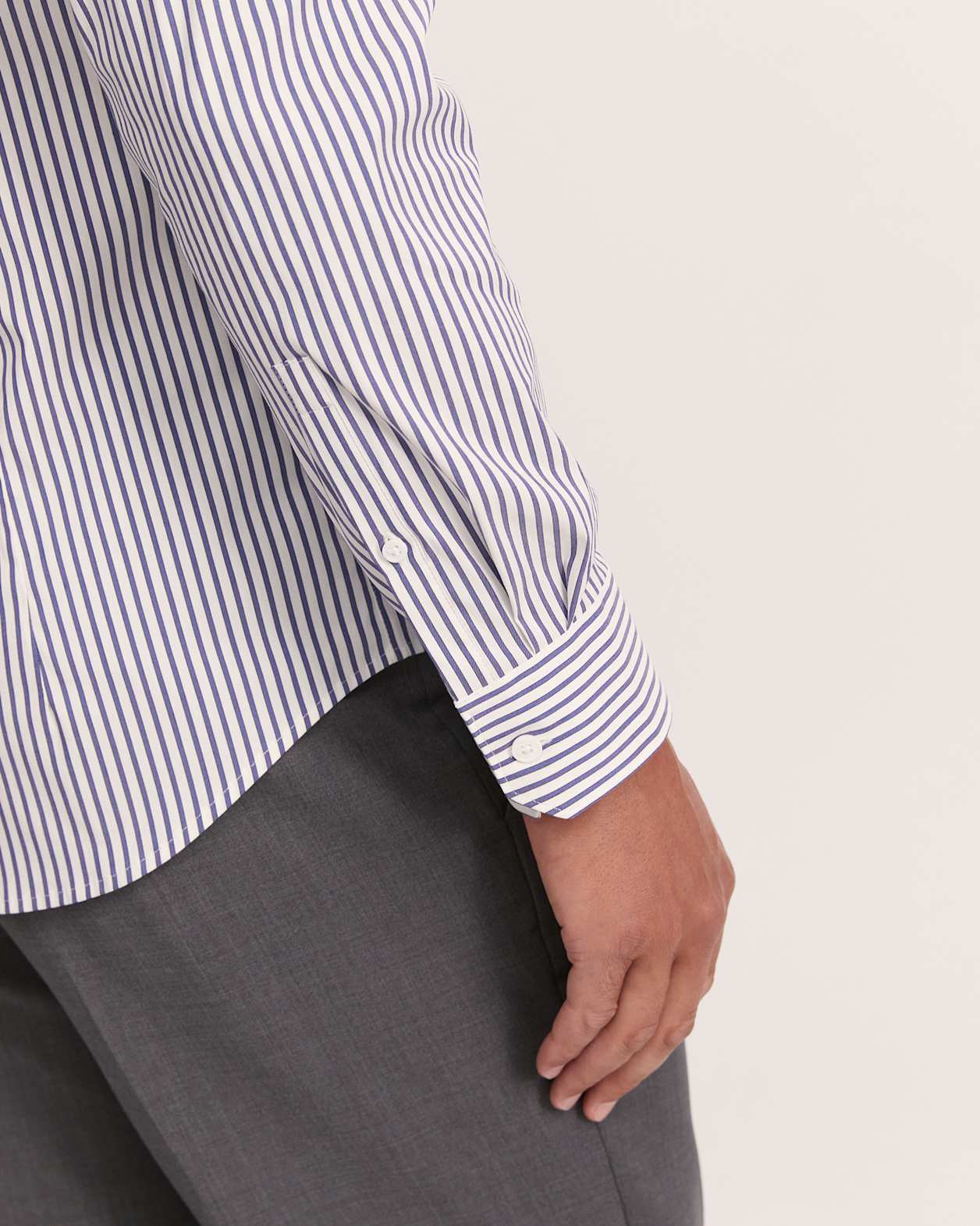 Calvin Long Sleeve Slim Stripe Shirt in NAVY/WHITE