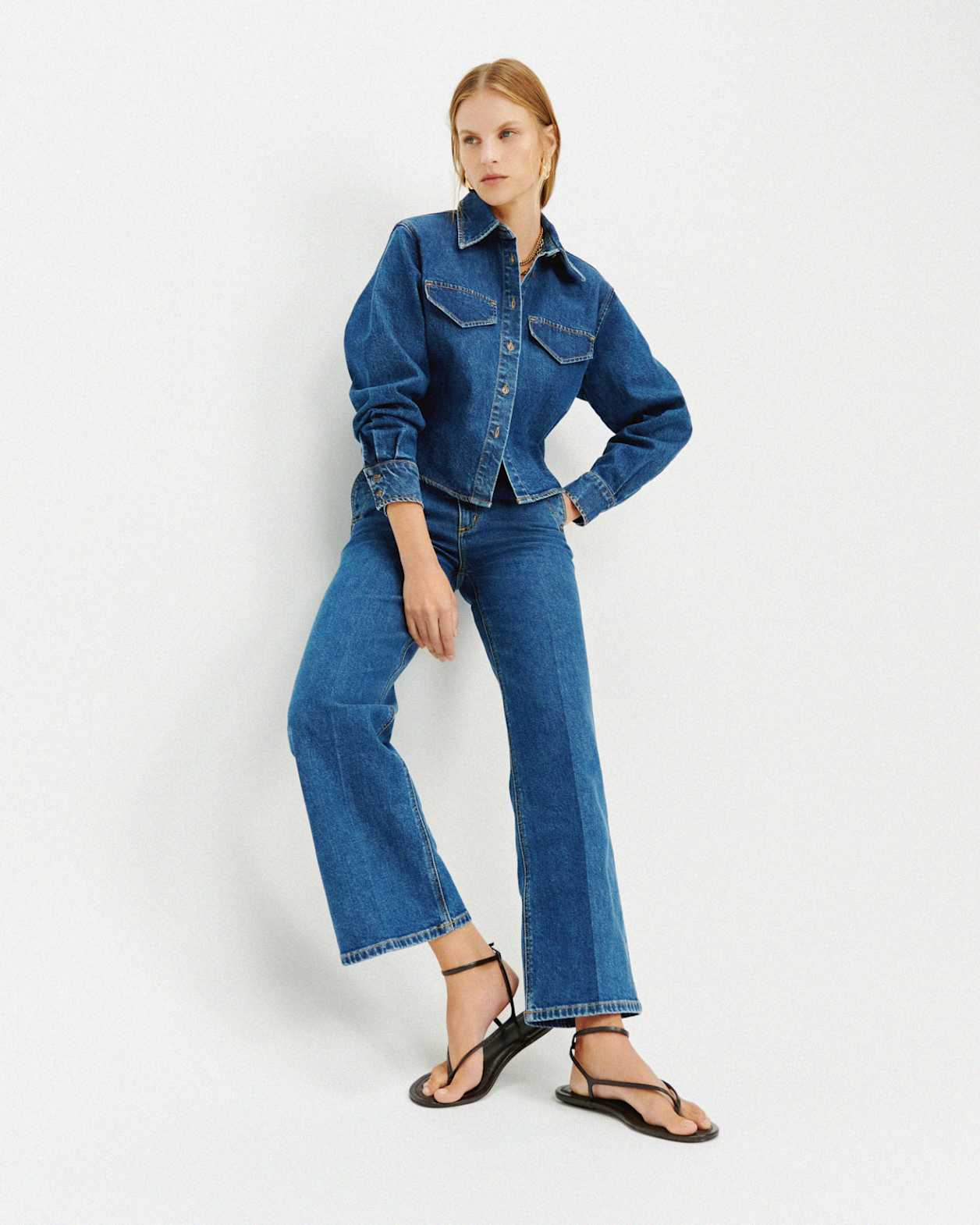 Ava Wide Leg Jean in MID BLUE